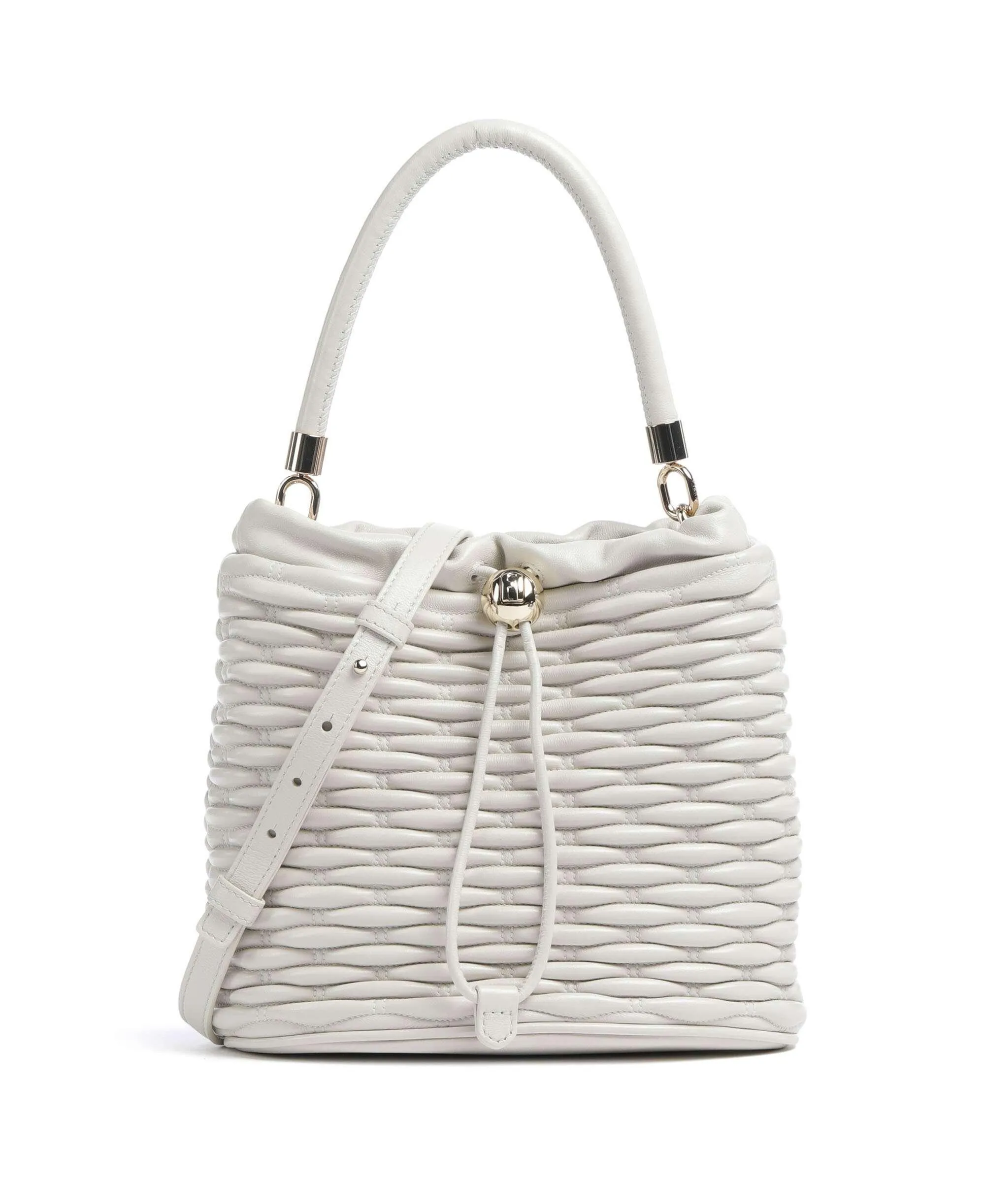  Furla Nido Mini Borsa a secchiello nappa pelle avorio  