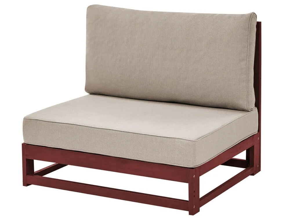 Garden Corner Sofa with Table 5 Seater TIMOR Modular Acacia Wood Dark Red Grey Beige