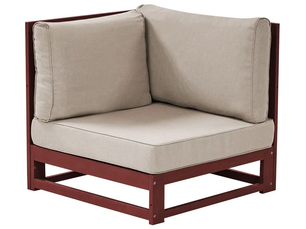 Garden Corner Sofa with Table 5 Seater TIMOR Modular Acacia Wood Dark Red Grey Beige