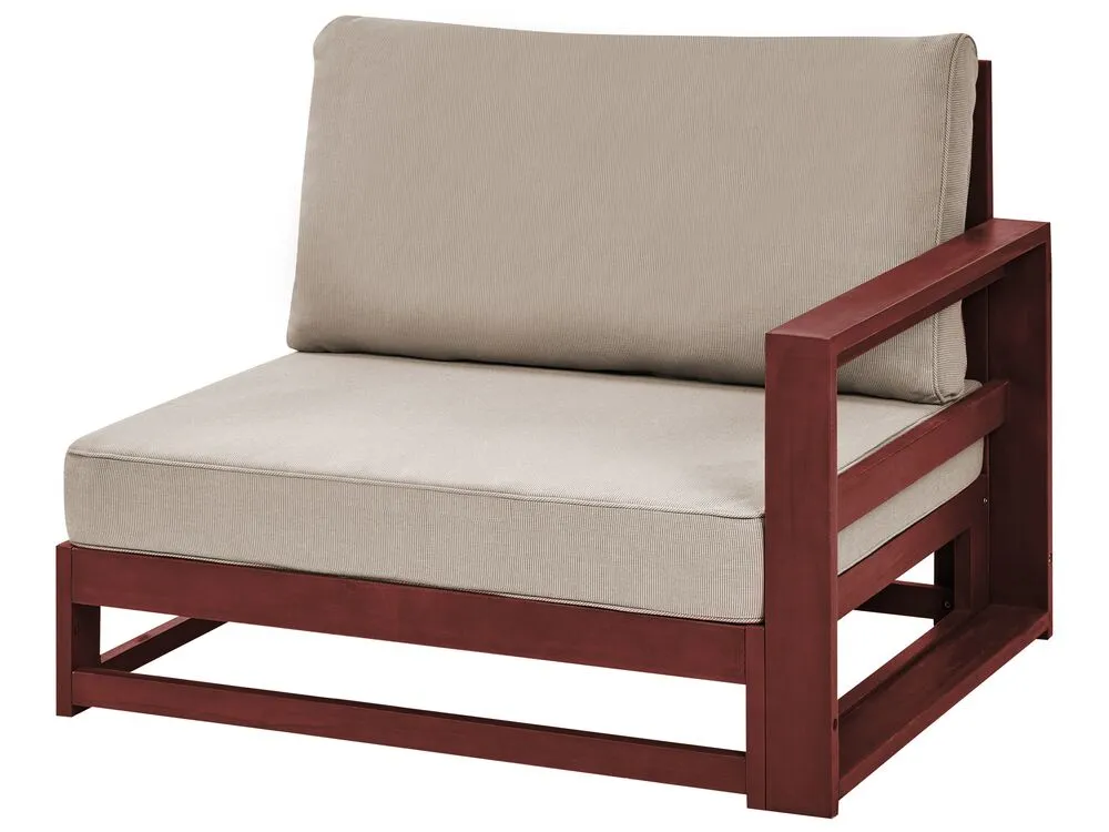 Garden Corner Sofa with Table 5 Seater TIMOR Modular Acacia Wood Dark Red Grey Beige