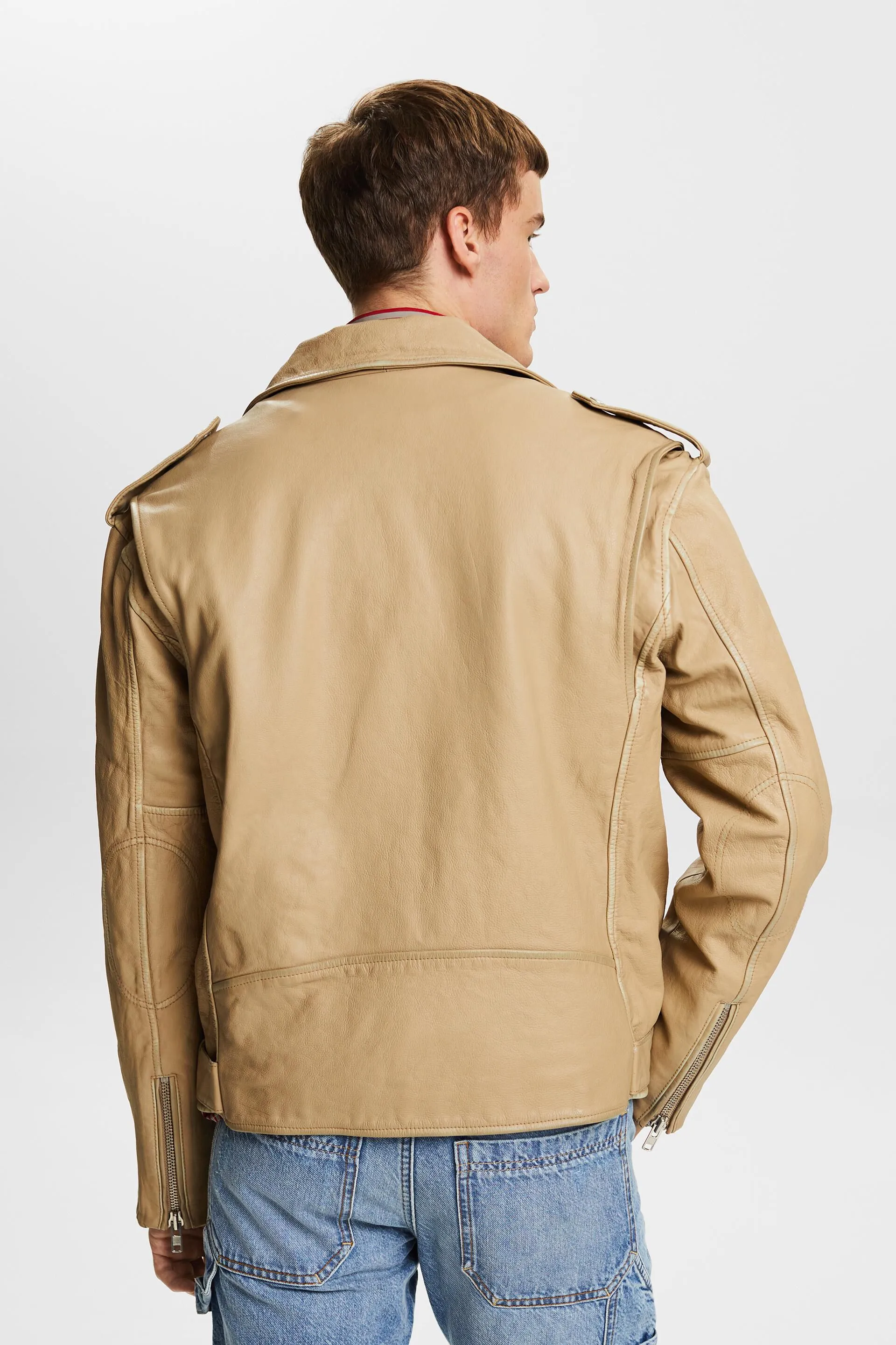 Giacca biker in pelle screpolata
