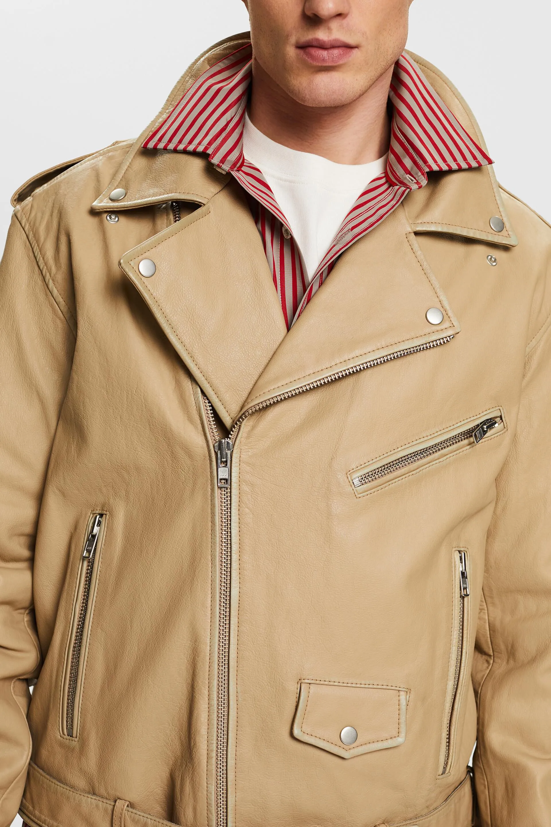 Giacca biker in pelle screpolata