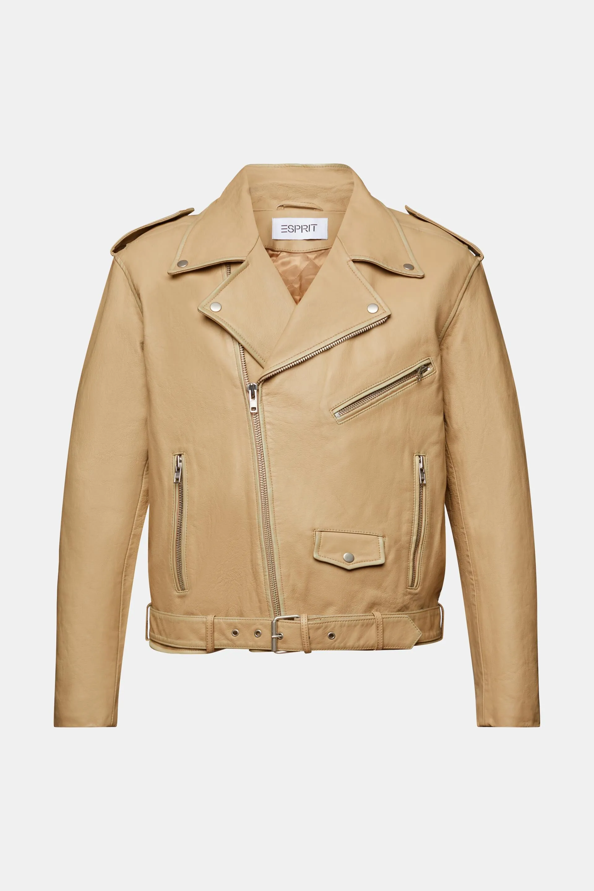 Giacca biker in pelle screpolata