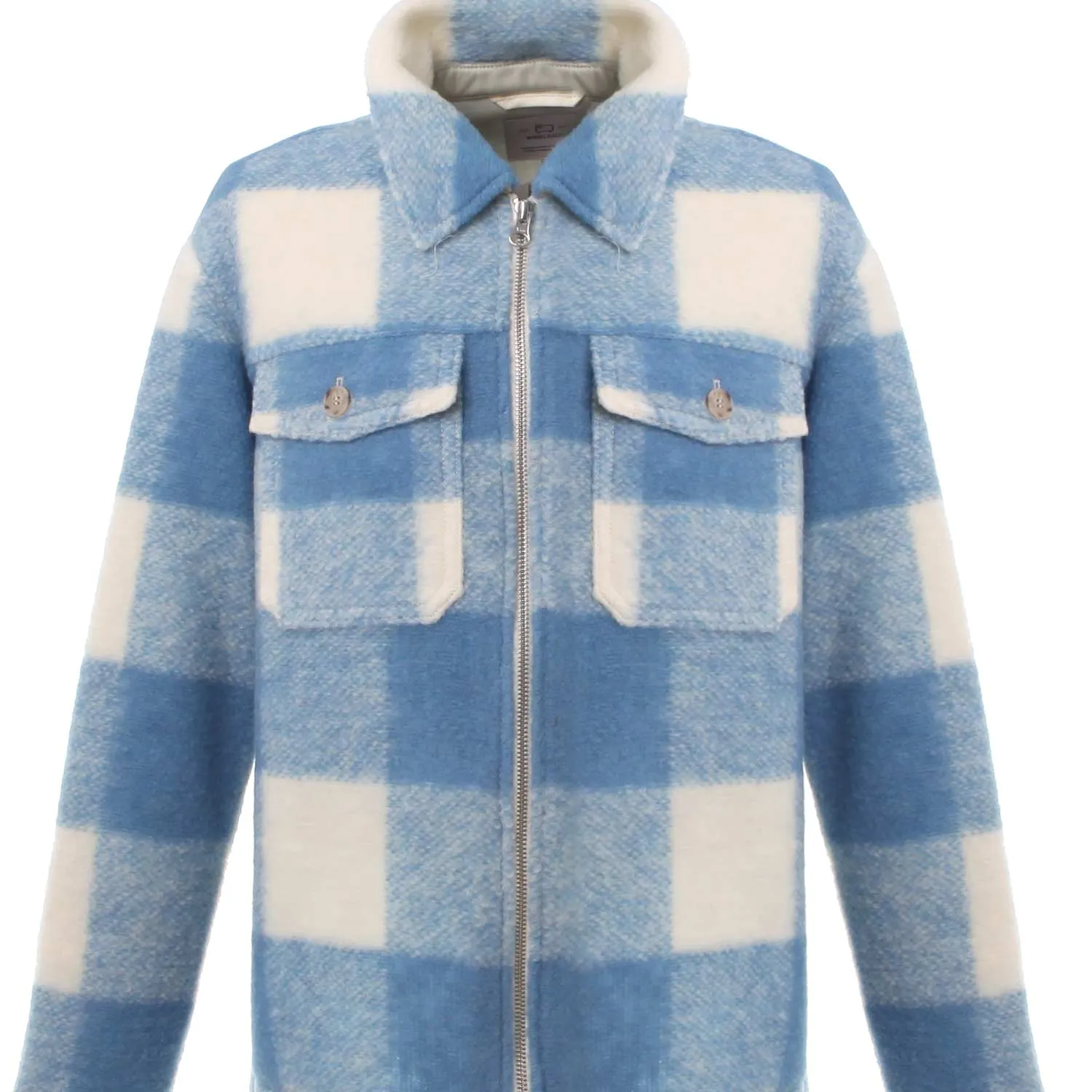 Giacca Camicia Check Panna E Celeste