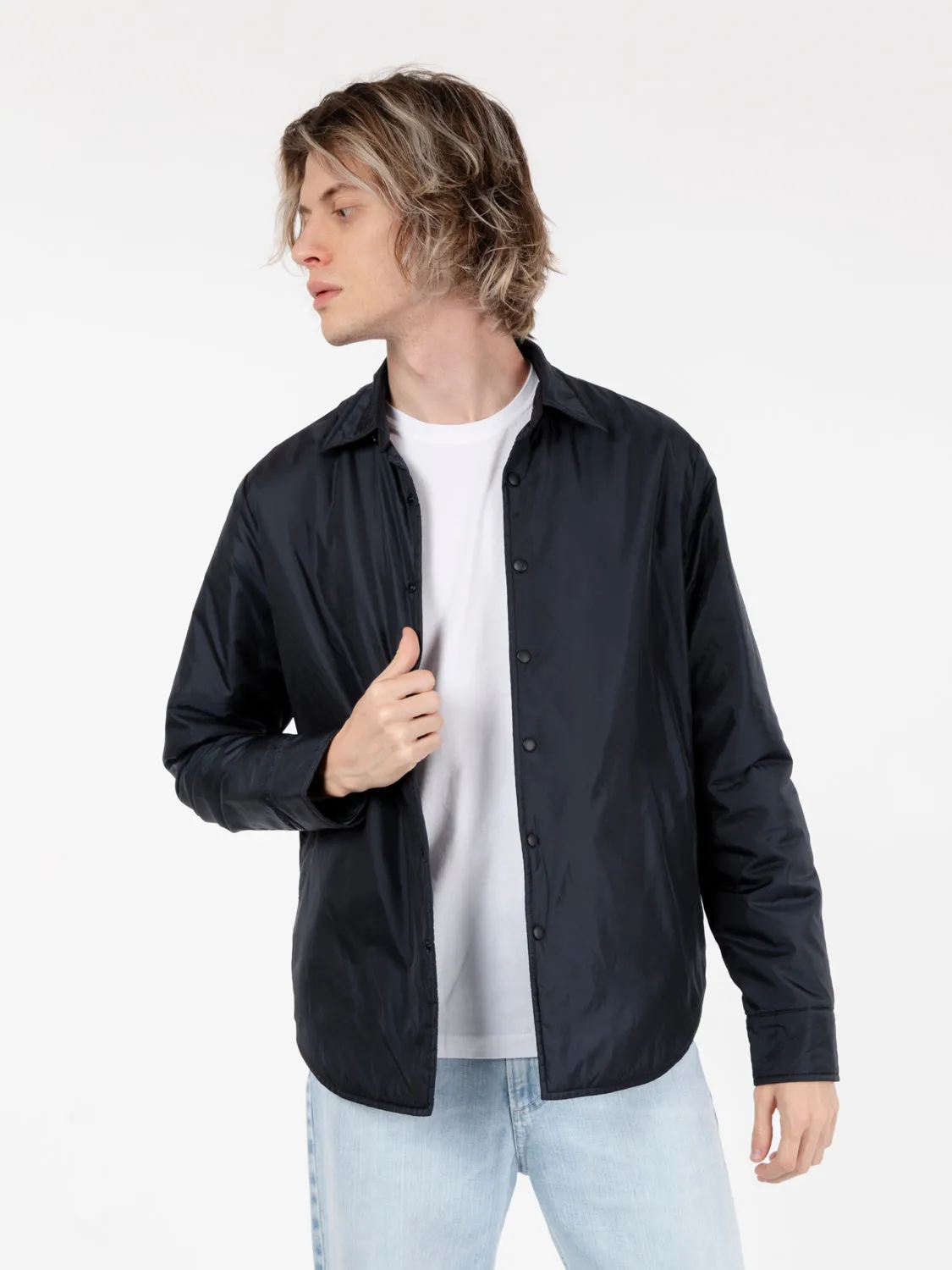 Giacca camicia in nylon navy