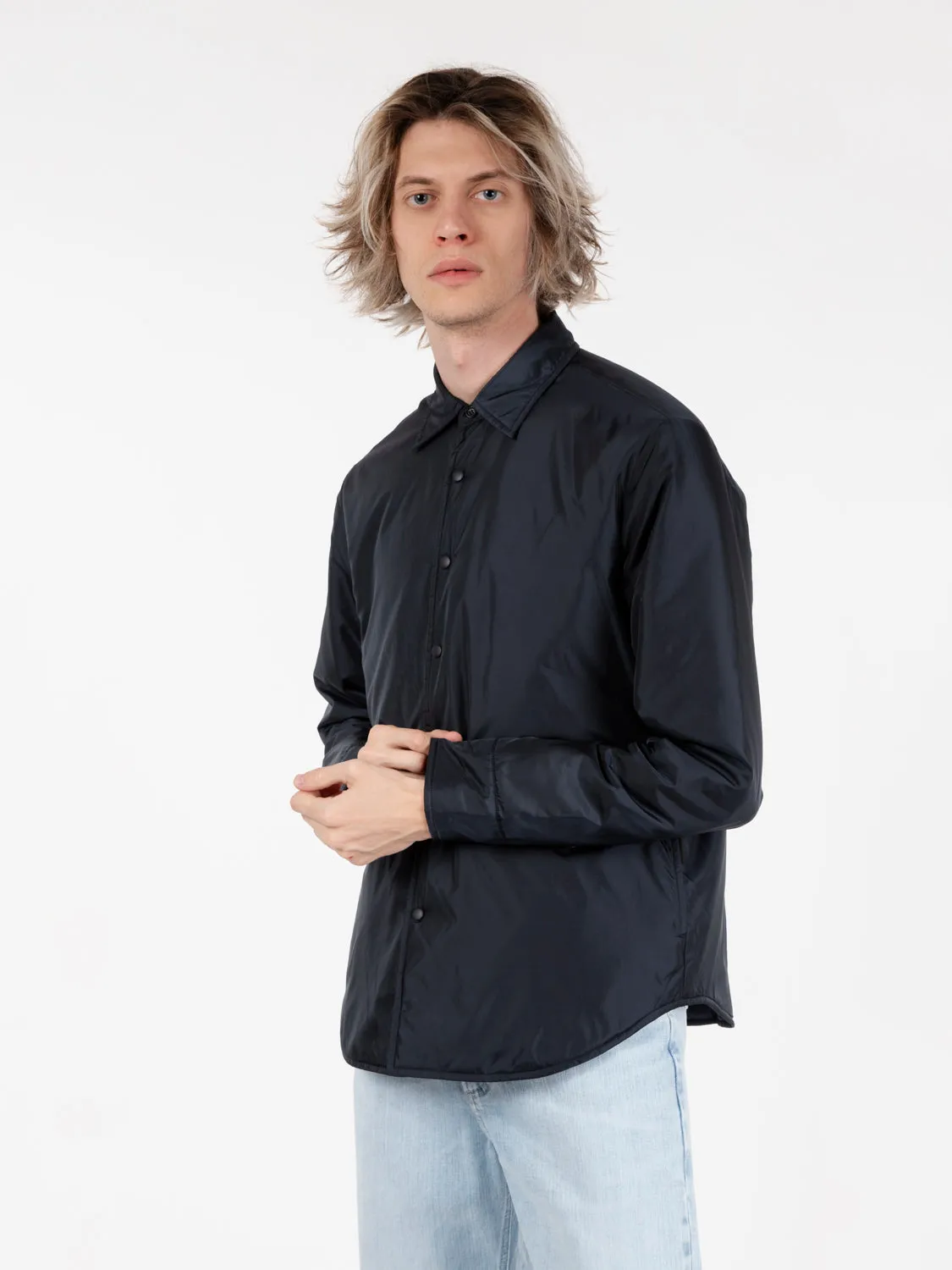 Giacca camicia in nylon navy