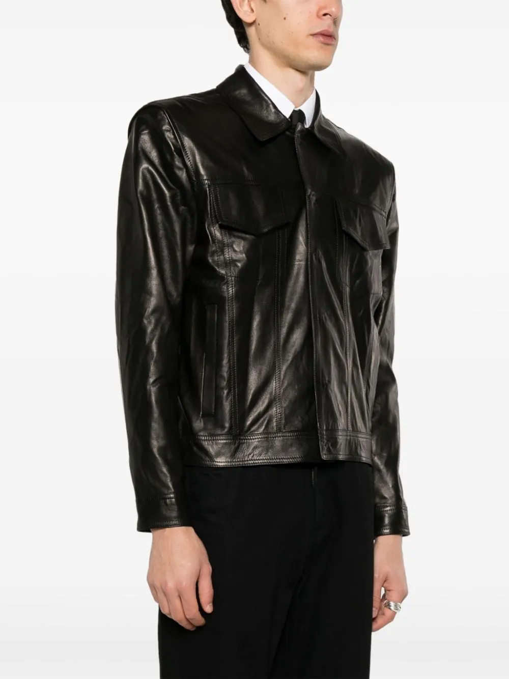 Giacca con colletto in nero - uomo