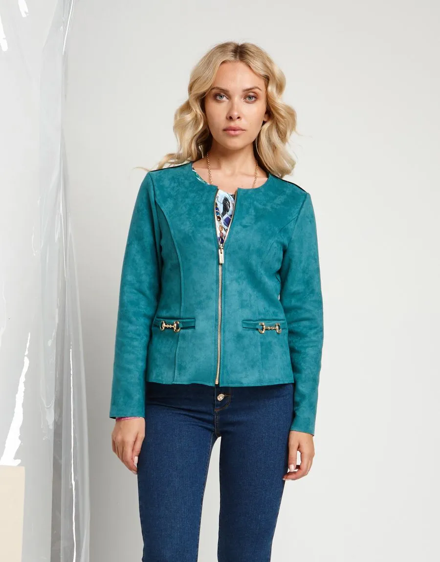Giacca in ecosuede con dettagli oro