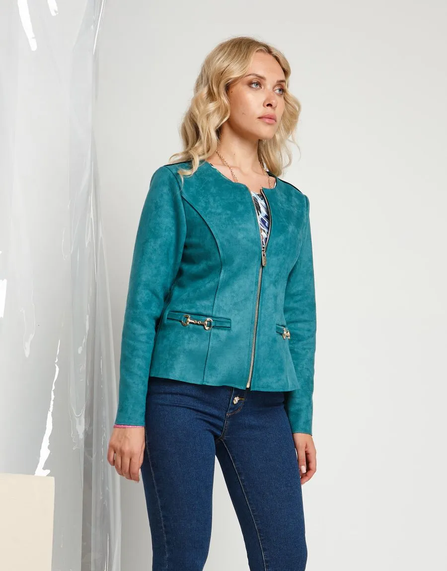 Giacca in ecosuede con dettagli oro