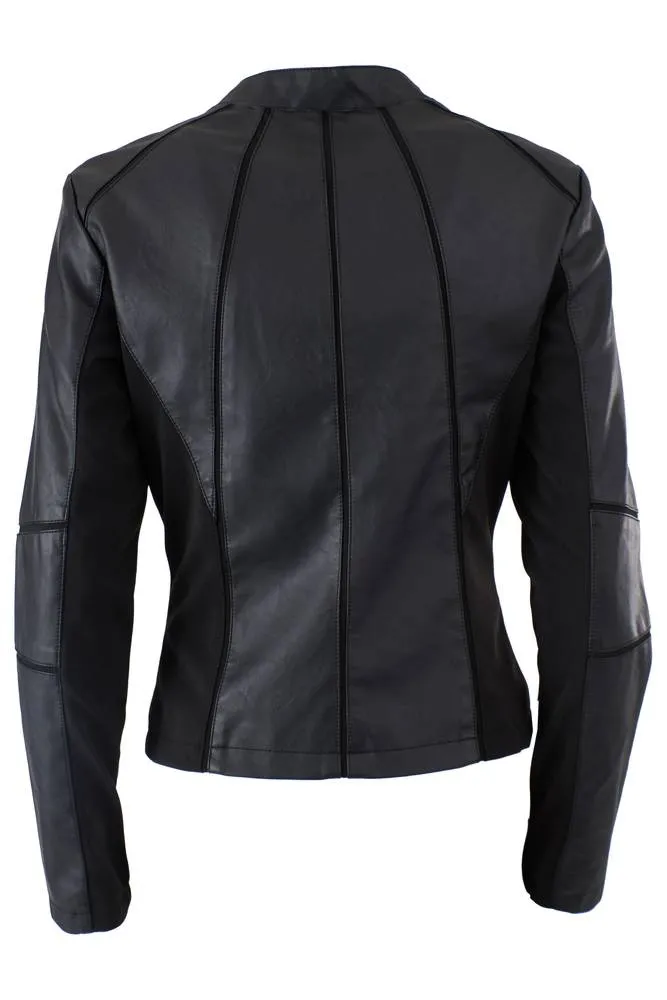 Giacca in Similpelle con Inserti in Ottoman