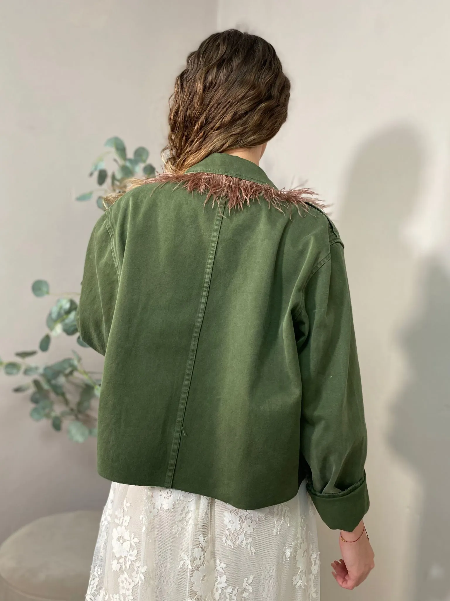 Giacca Vintage Con Marabu Marrone