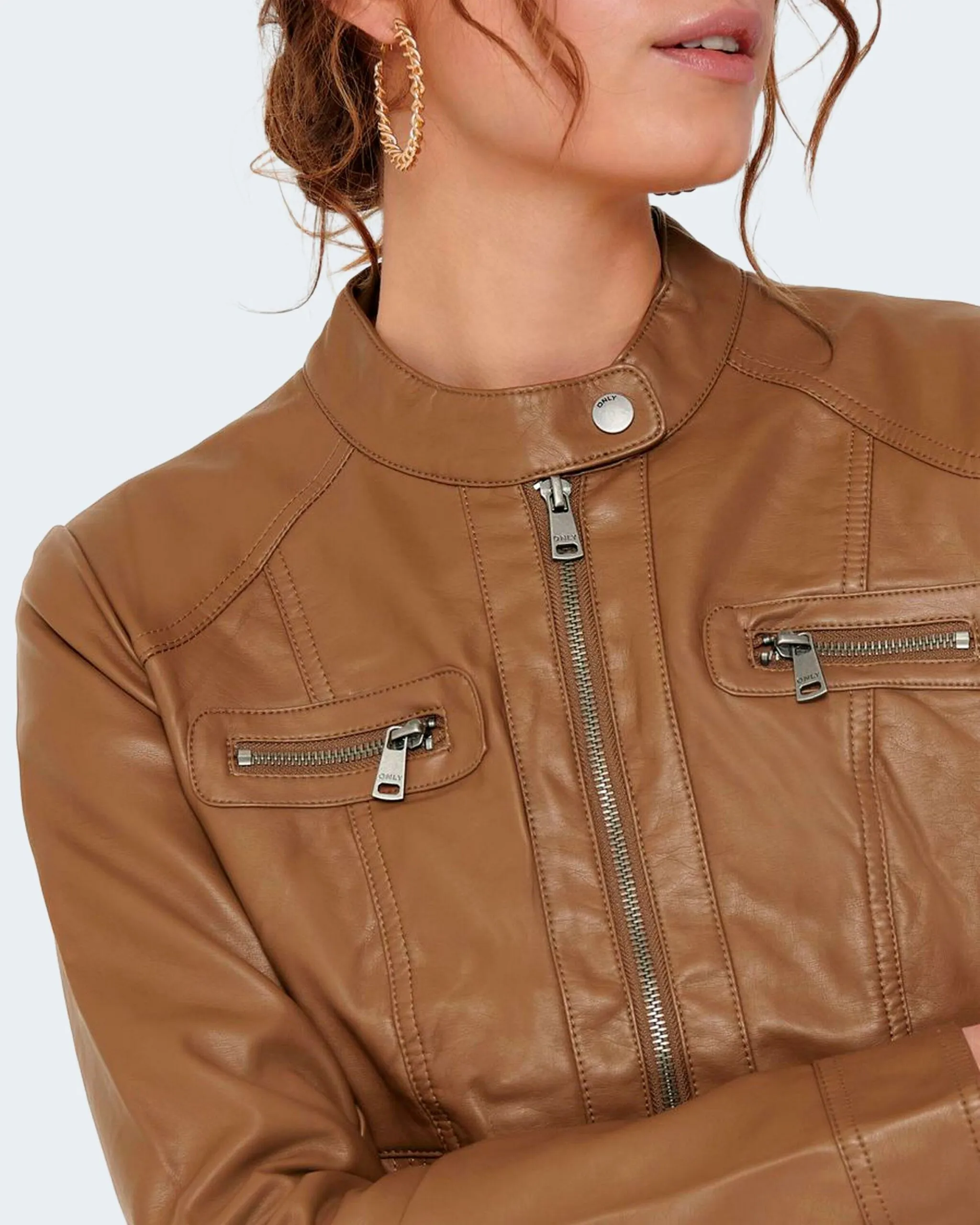 Giacchetto Only BANDIT FAUX LEATHER BIKER OTW COLOR NOOS Marrone