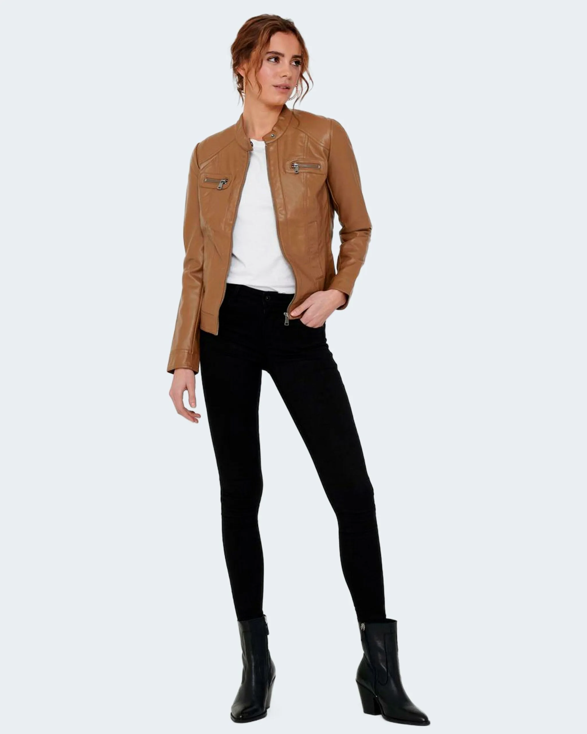 Giacchetto Only BANDIT FAUX LEATHER BIKER OTW COLOR NOOS Marrone