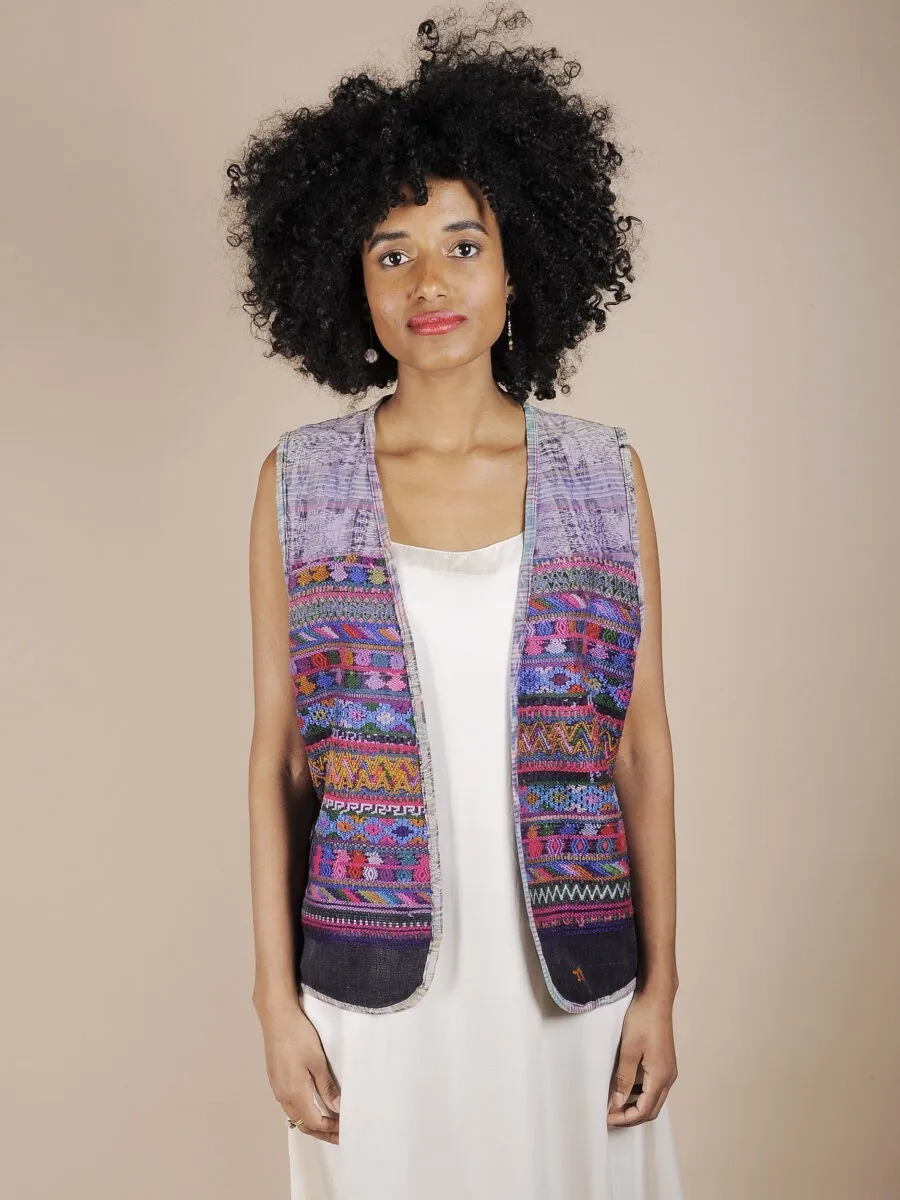 Gilet sartoriale in tessuto ricamato sudamericano