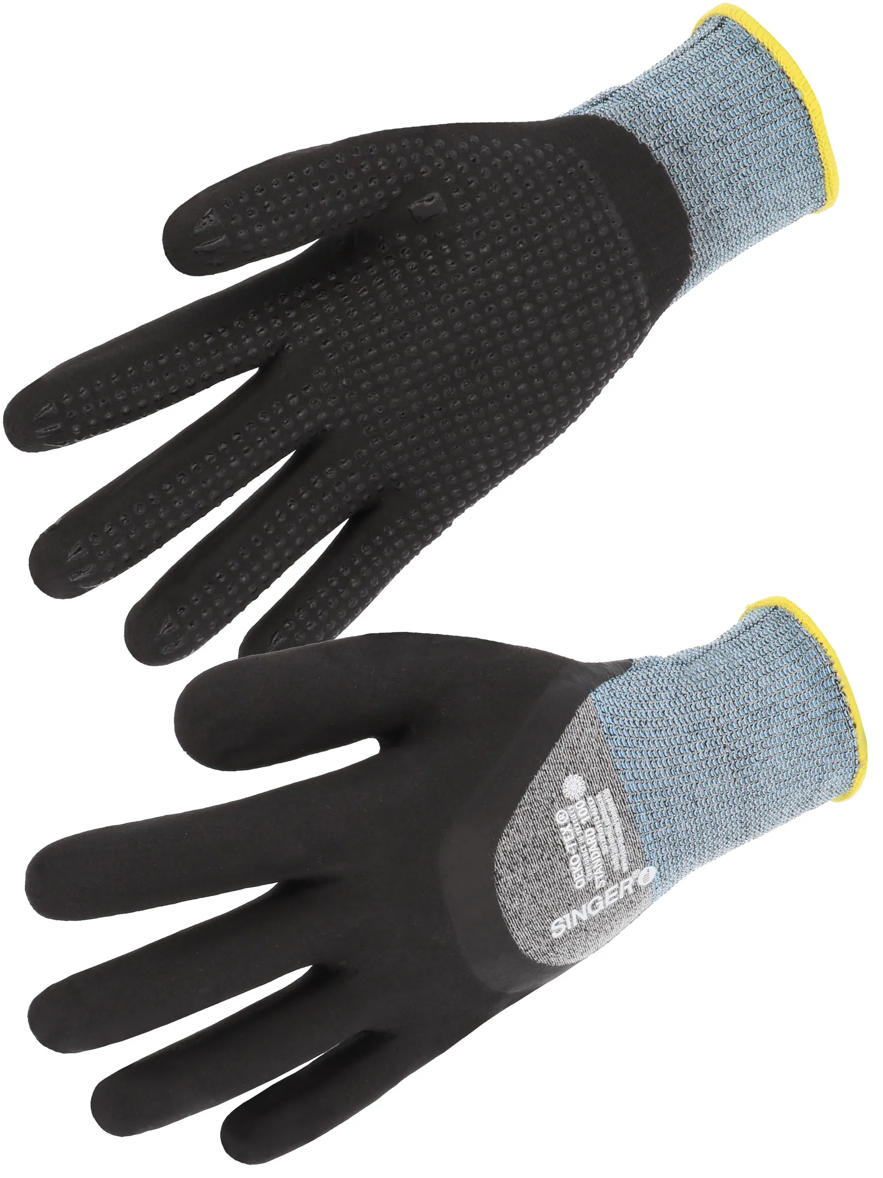 Guanti da lavoro SINGER SAFETY NYMFIT01, Tg. 10, in Elastane, Poliammide, col. Nero, grigio