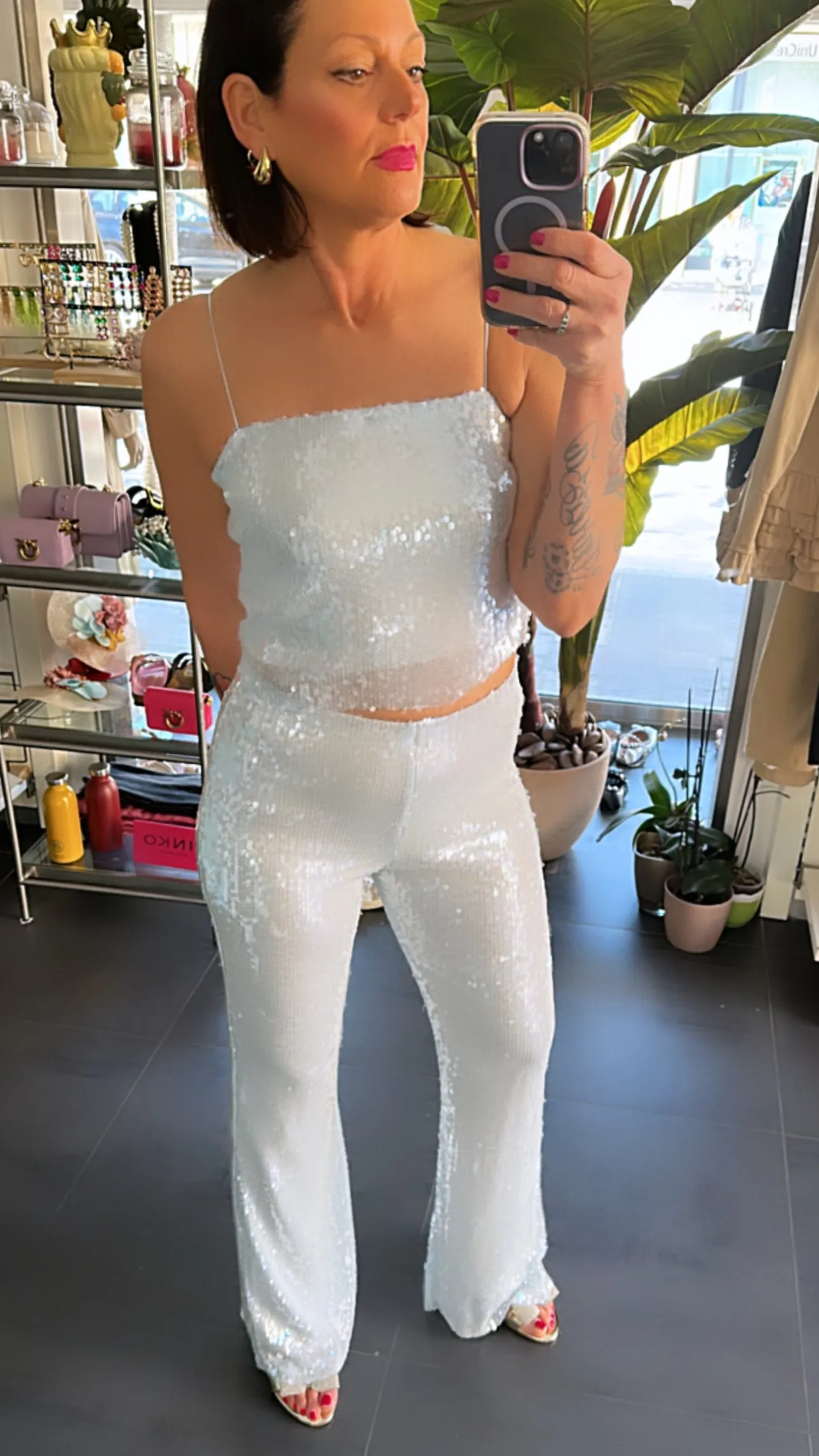 Haveone - PANTA PAILLETTES burro