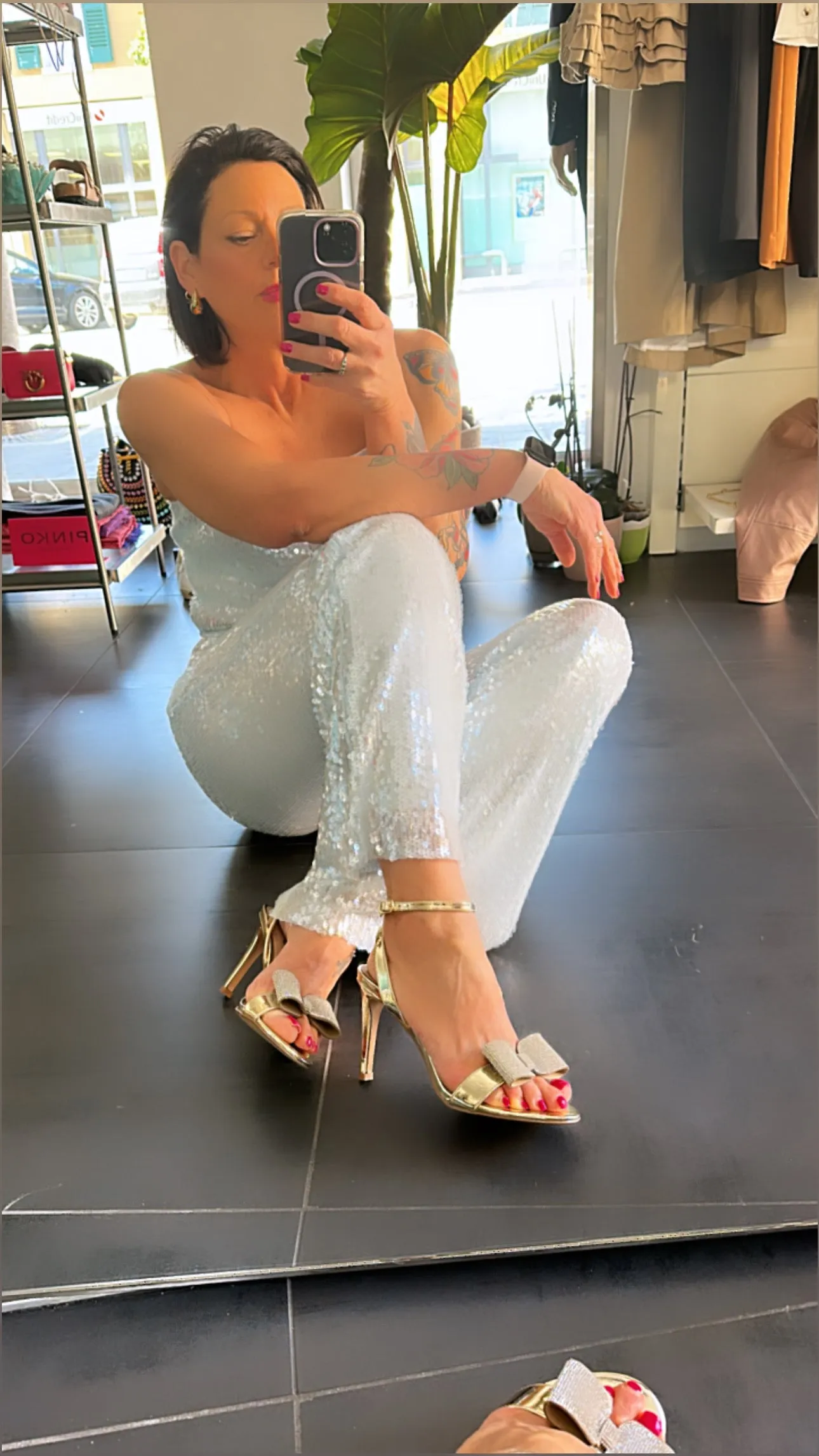 Haveone - PANTA PAILLETTES burro