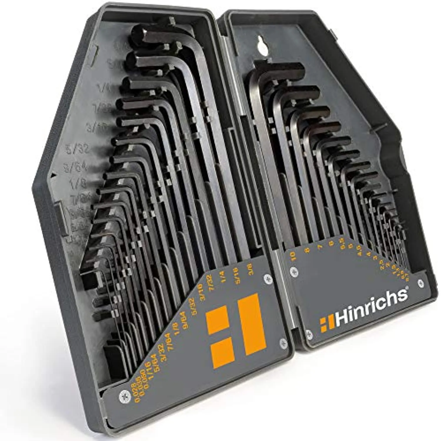 Hinrichs Chiavi a Brugola Set 30 Metriche e in Pollici - Chiavi Esagonali Set da 0,7 a 10 mm e da 0,028 a 3/8 - Lama Universale 