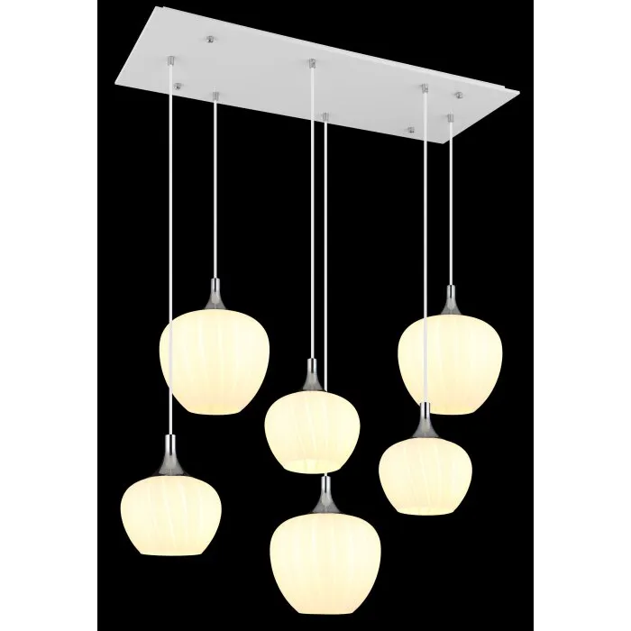 Illuminazione Globo Lighting Maxy Lampadario a sospensione Cromo, Bianco, 6-Luci