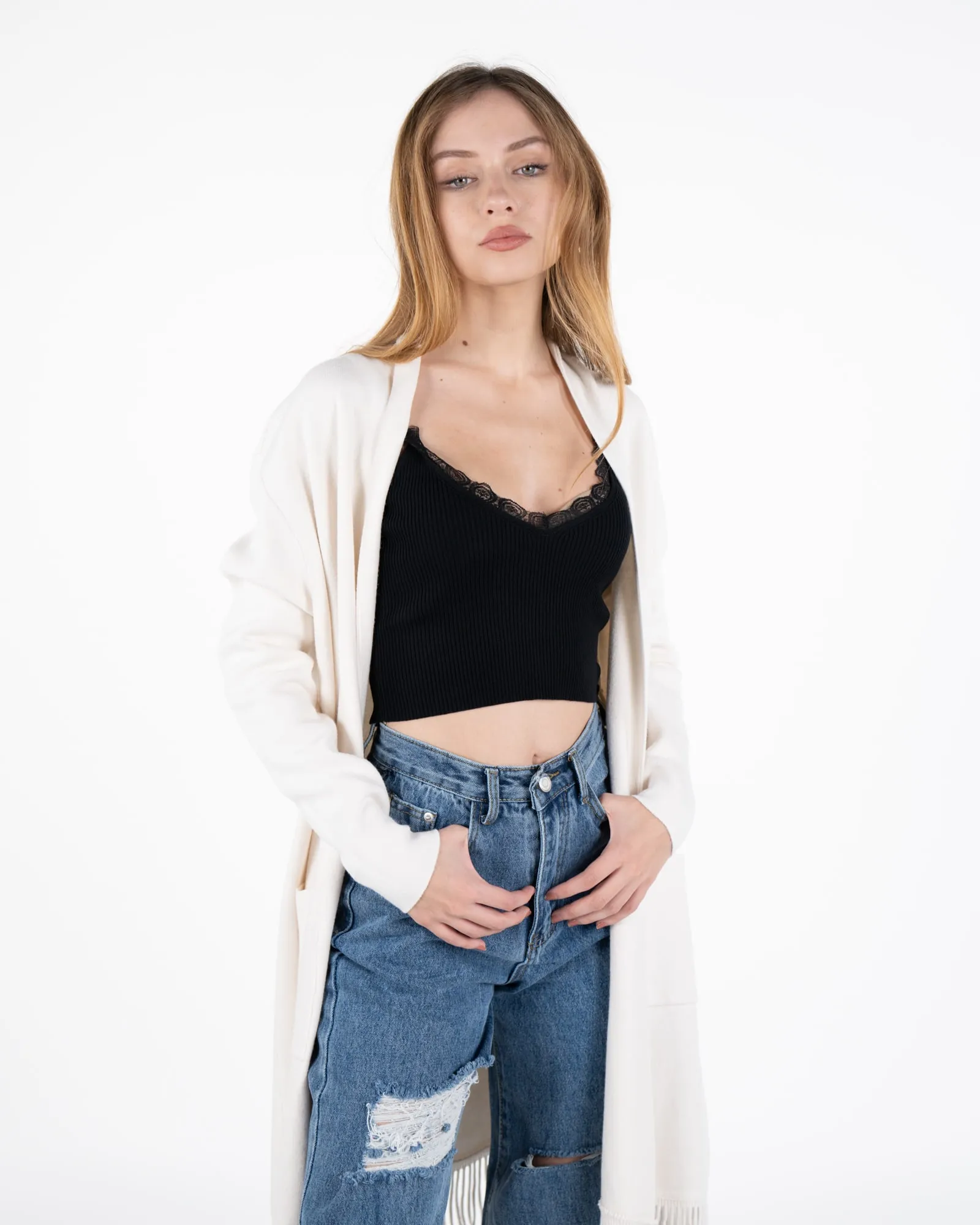 Jeans a palazzo con strappi