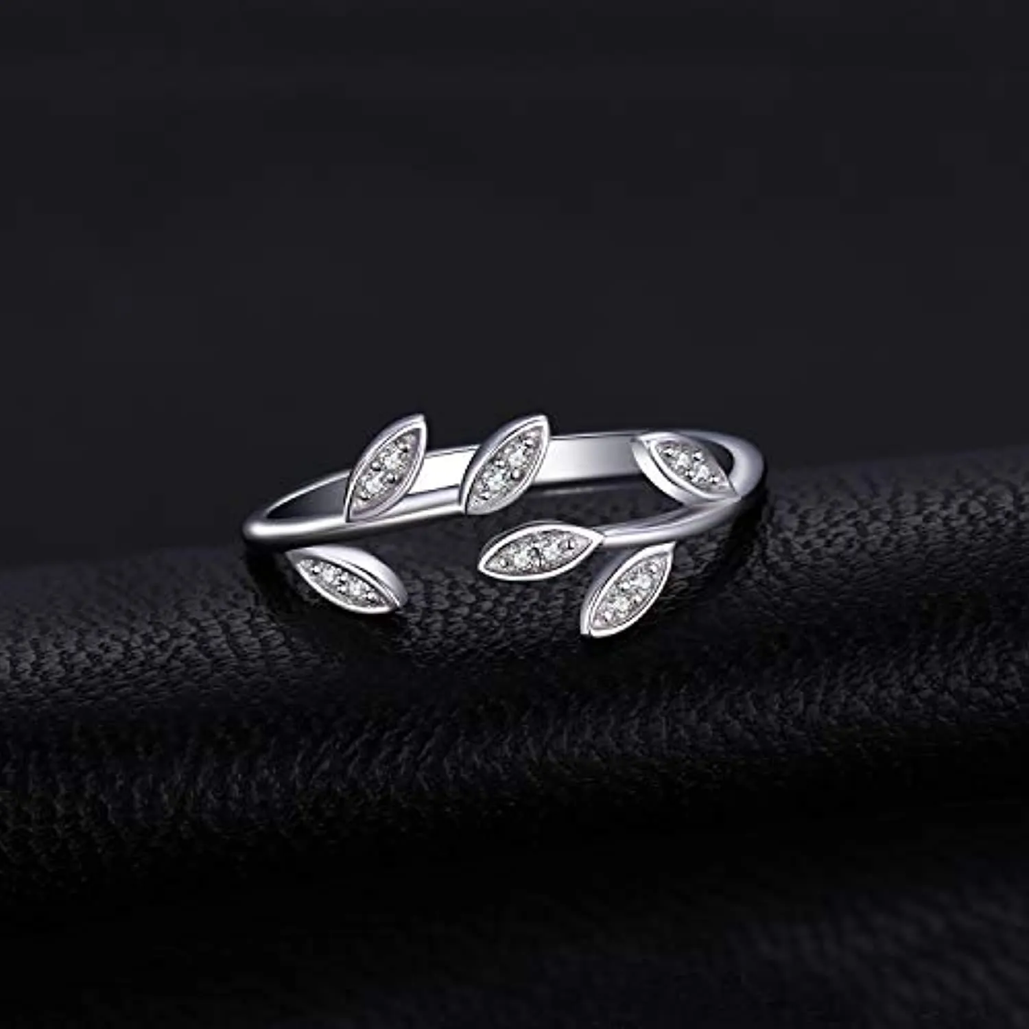 JewelryPalace Anelli Donna Argento 925, Foglia di Olivo Anelli Donna Regolabili, Diamante Simulato Zirconi Anniversario Matrimon