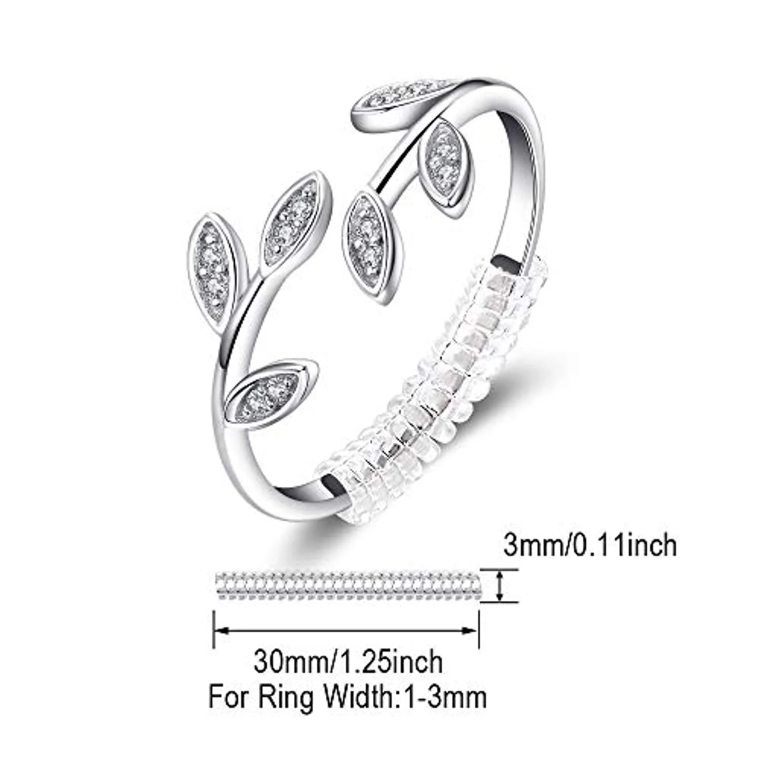 JewelryPalace Anelli Donna Argento 925, Foglia di Olivo Anelli Donna Regolabili, Diamante Simulato Zirconi Anniversario Matrimon