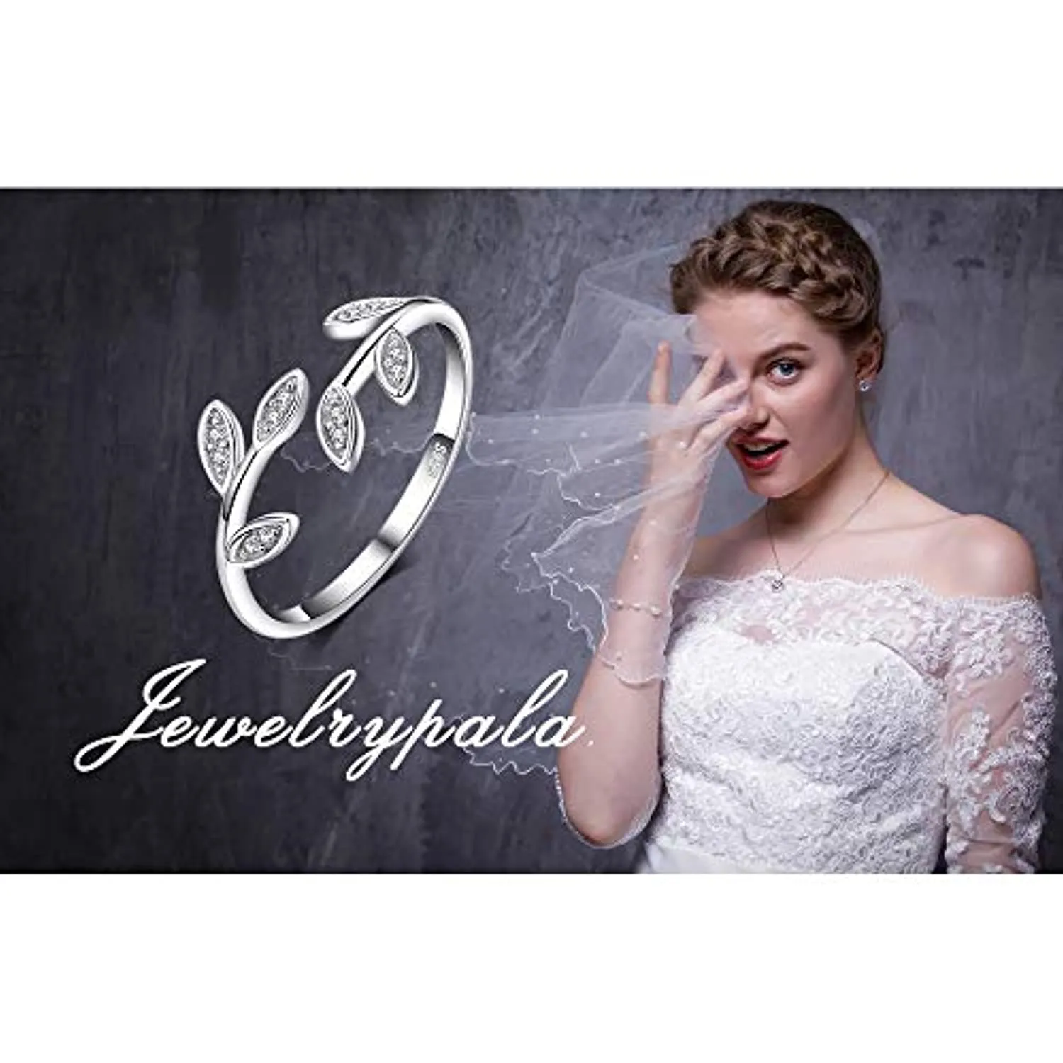 JewelryPalace Anelli Donna Argento 925, Foglia di Olivo Anelli Donna Regolabili, Diamante Simulato Zirconi Anniversario Matrimon