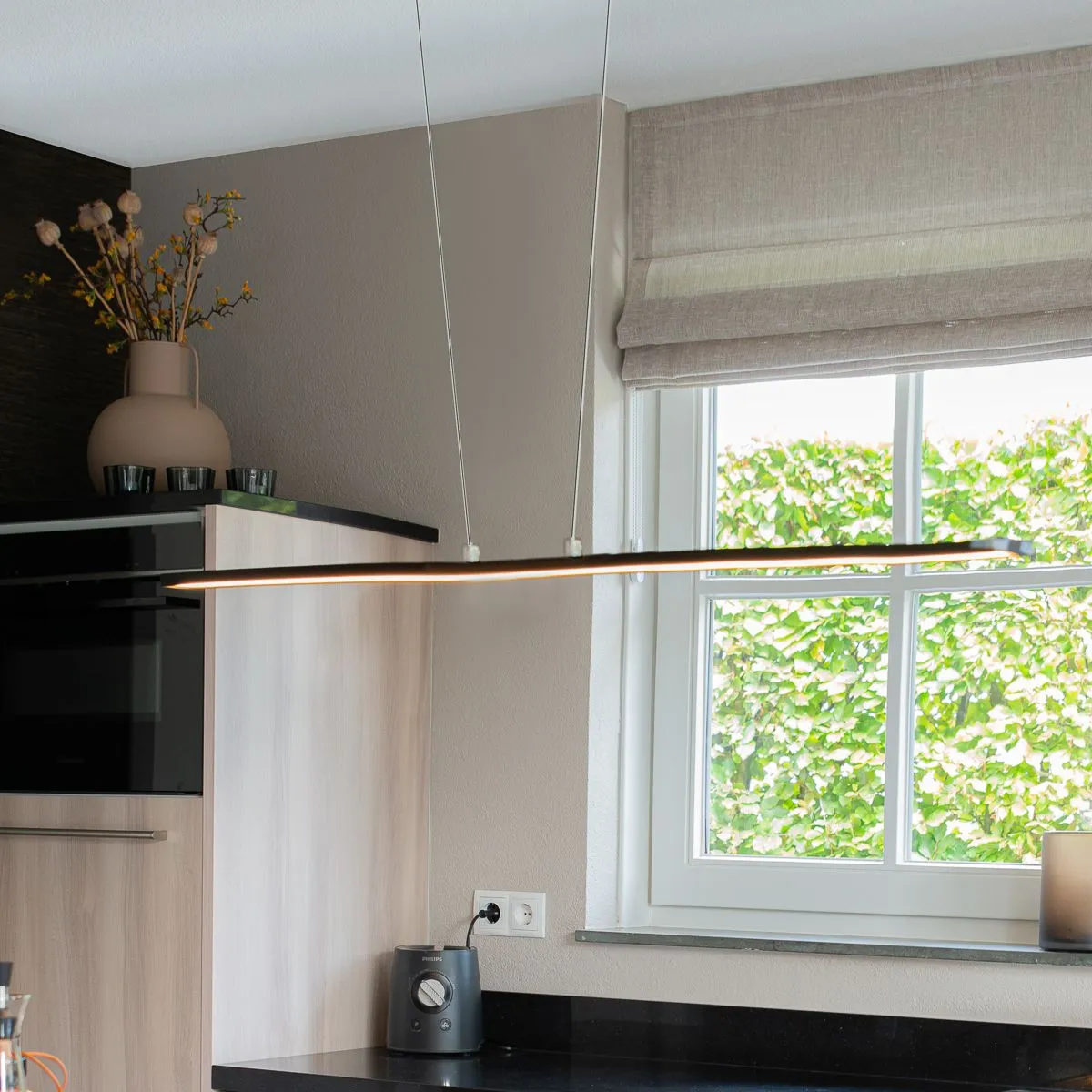 Lampada a sospensione di design nera incl. LED - Banda