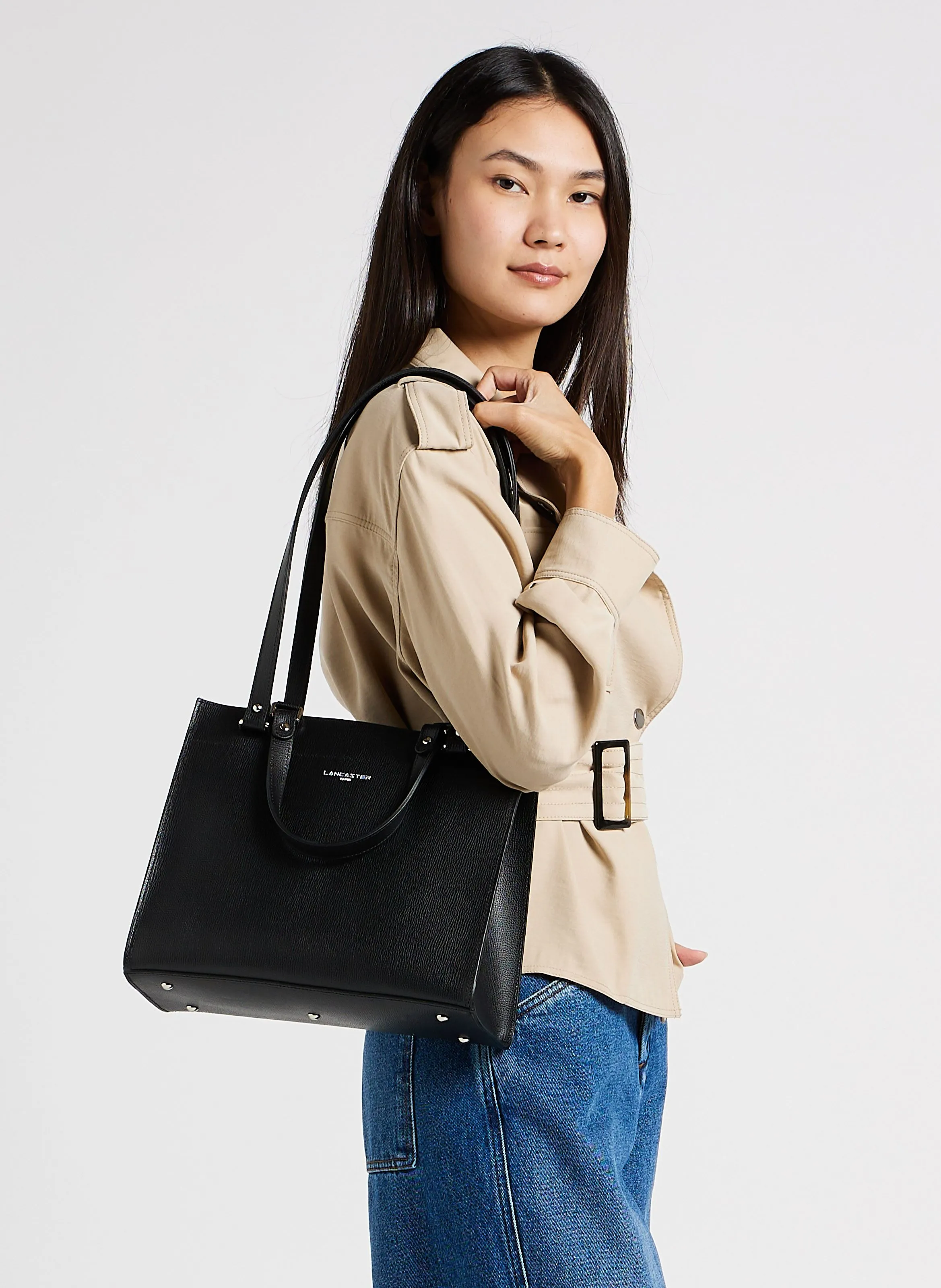  LANCASTER PARIS   SIERRA - Borsa shopper in pelle granaia | Nero