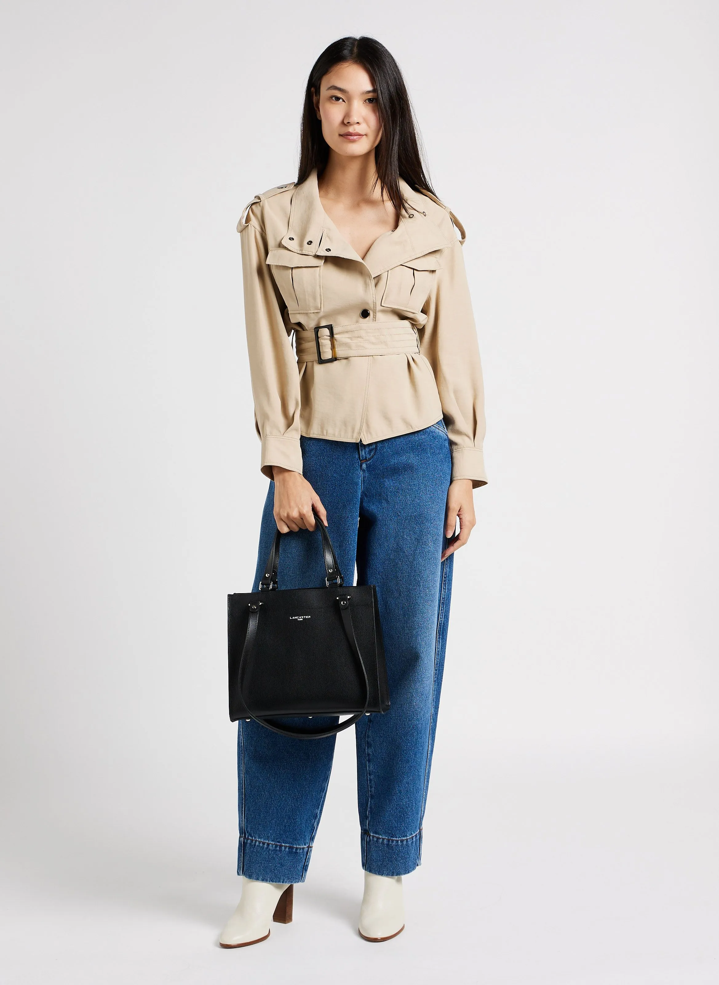  LANCASTER PARIS   SIERRA - Borsa shopper in pelle granaia | Nero