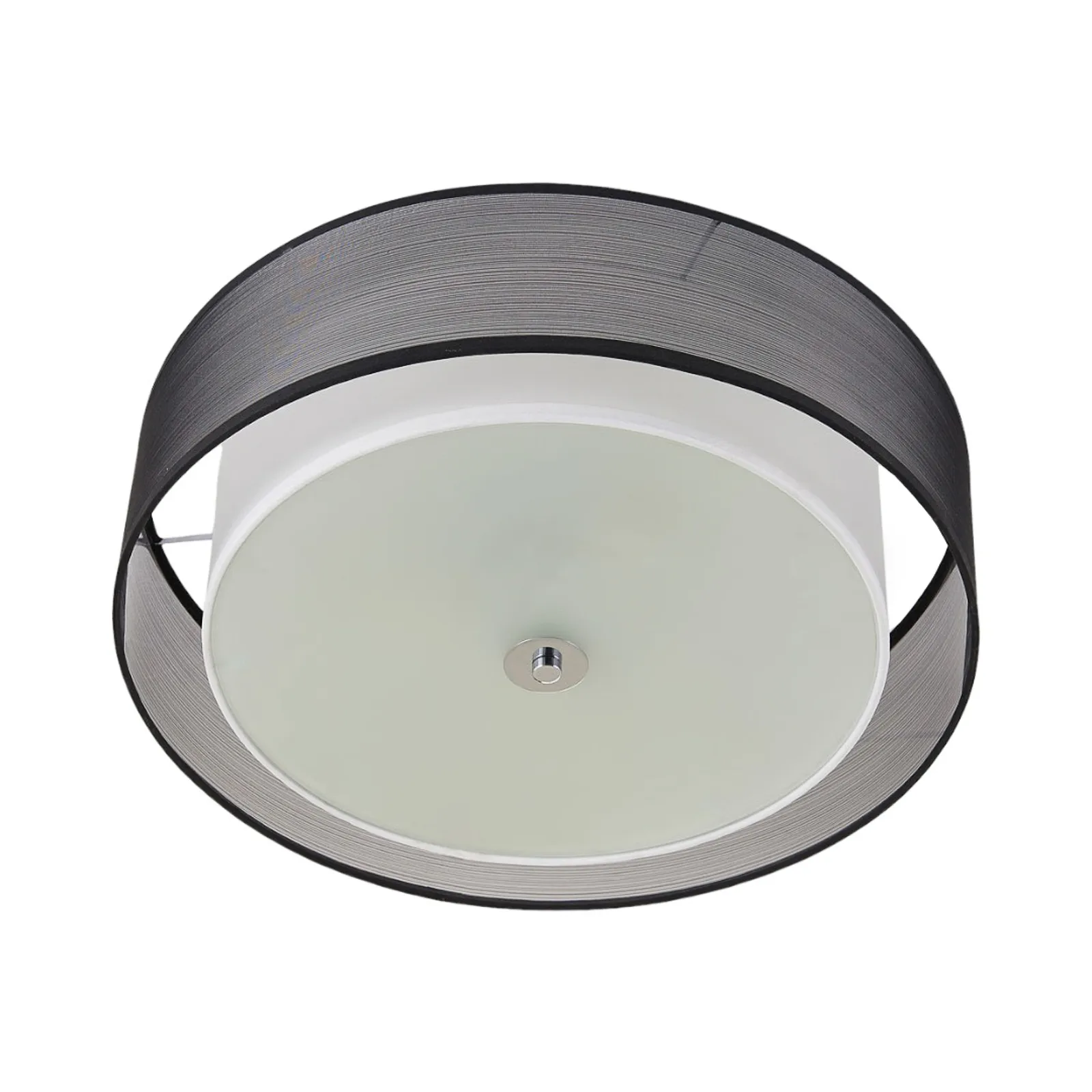 Lindby plafoniera Tobia, nero, tessuto, Ø 50 cm, E27