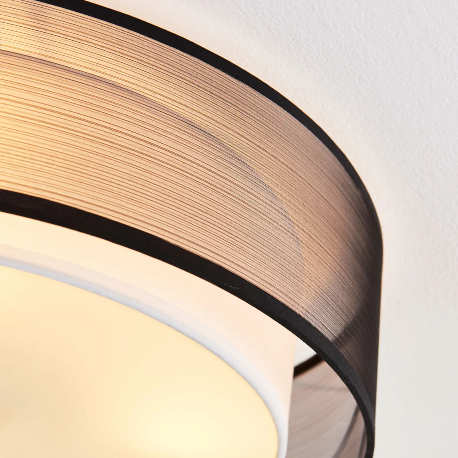 Lindby plafoniera Tobia, nero, tessuto, Ø 50 cm, E27