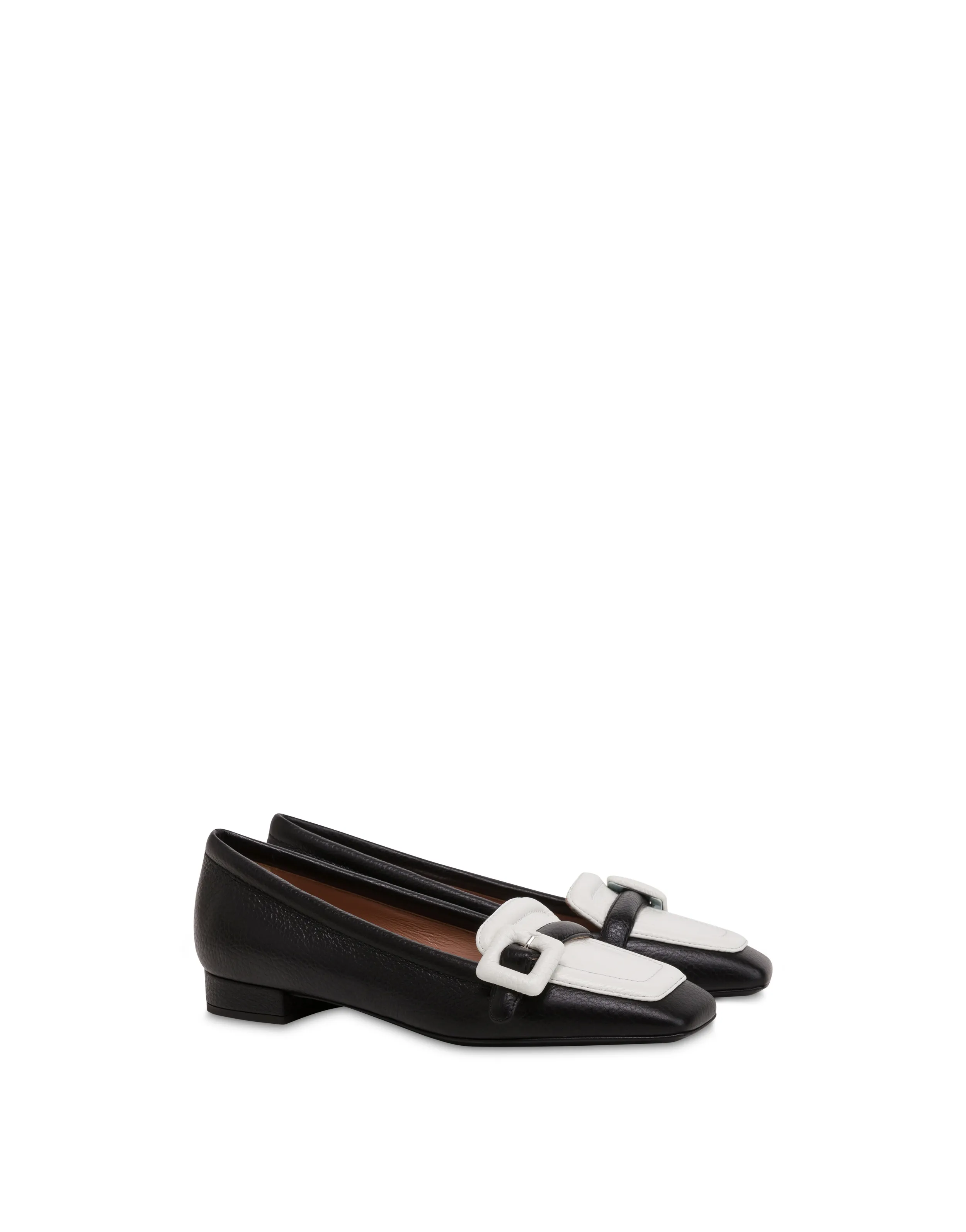     Linea Pollini Ballerine In Vitello Bottalato Ursula Nero/ghiaccio