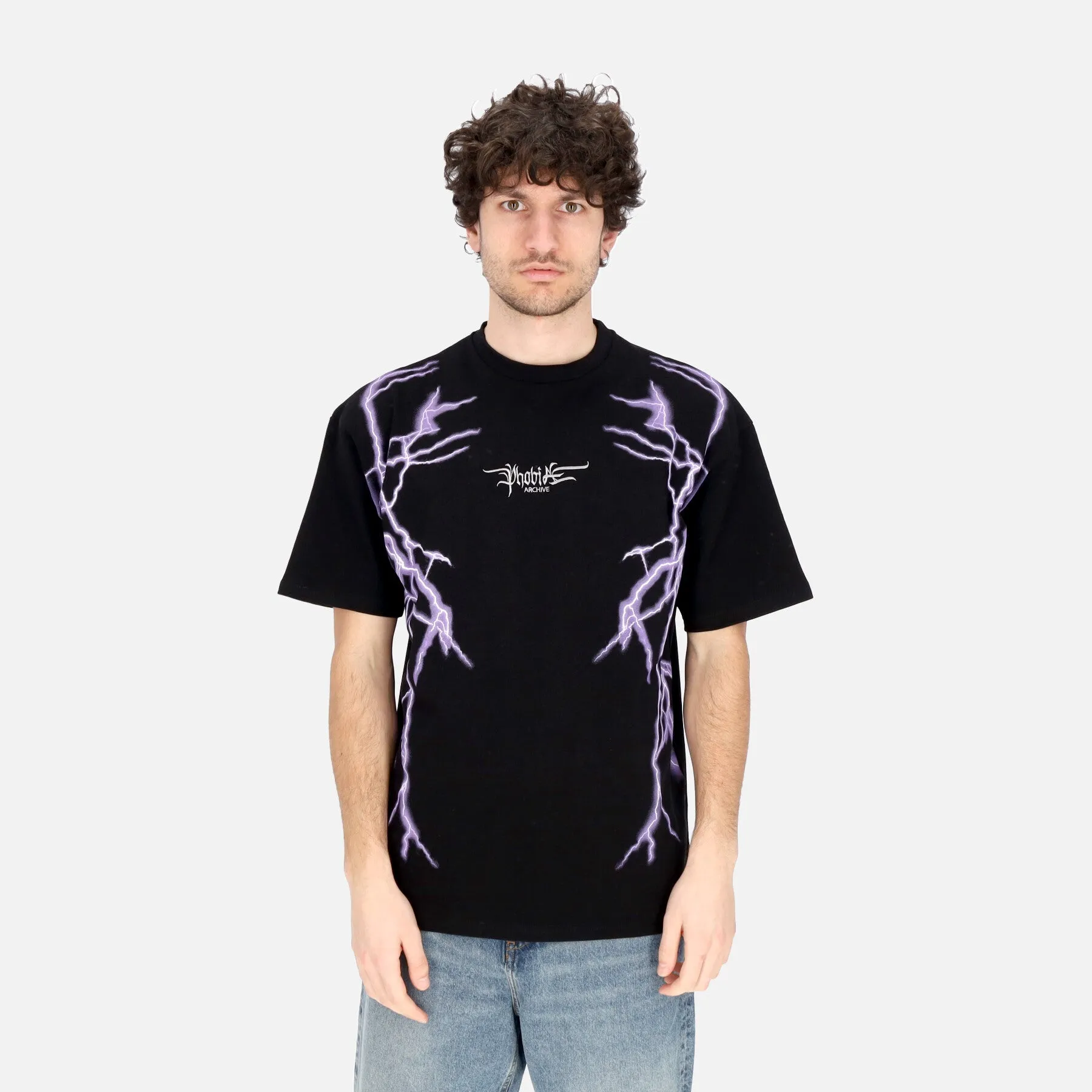 Maglietta Uomo Lateral Lightning Print Tee Black/purple