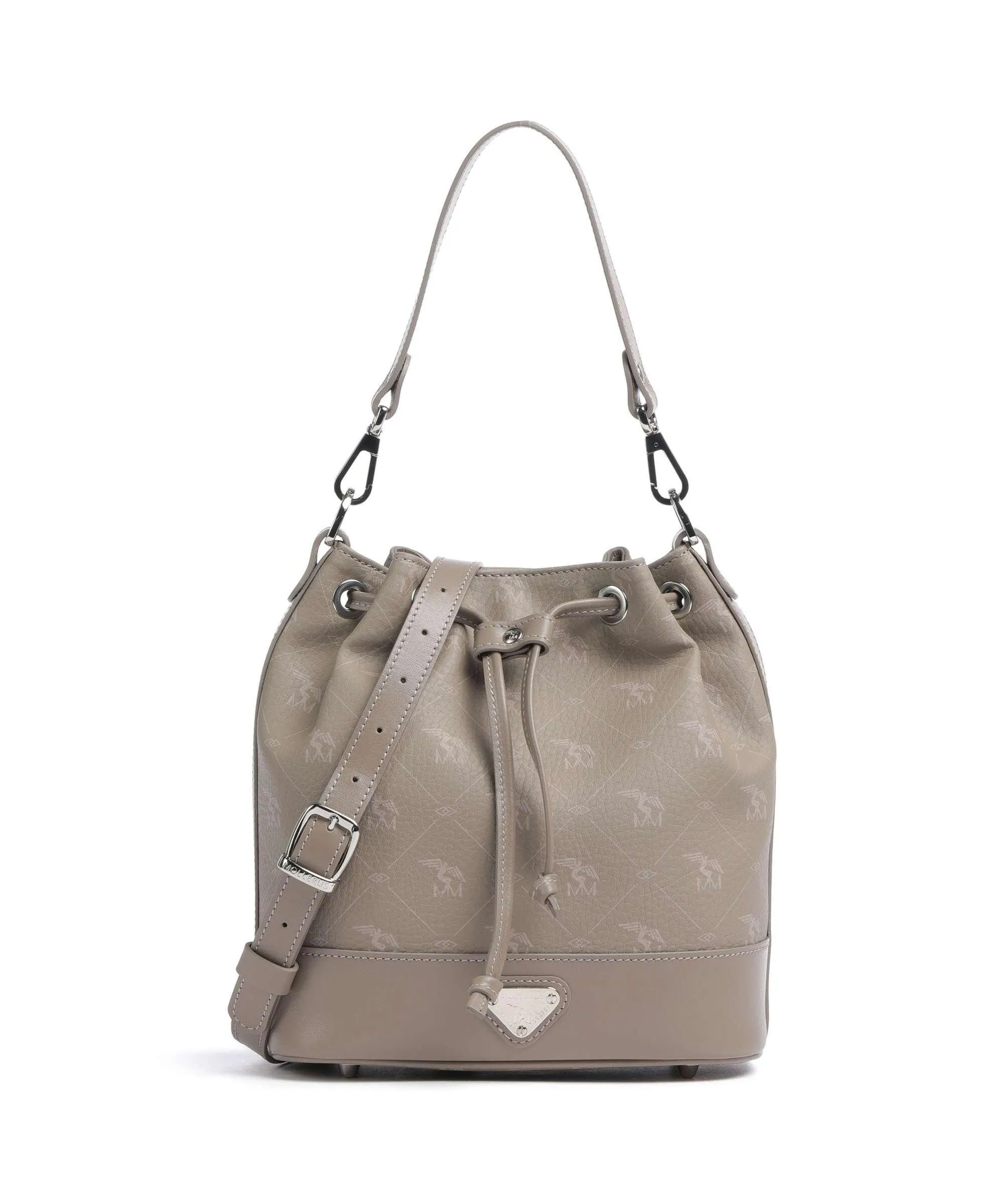  Maison Mollerus Pecarus Sion Borsa a secchiello pelle di vitello grana taupe  