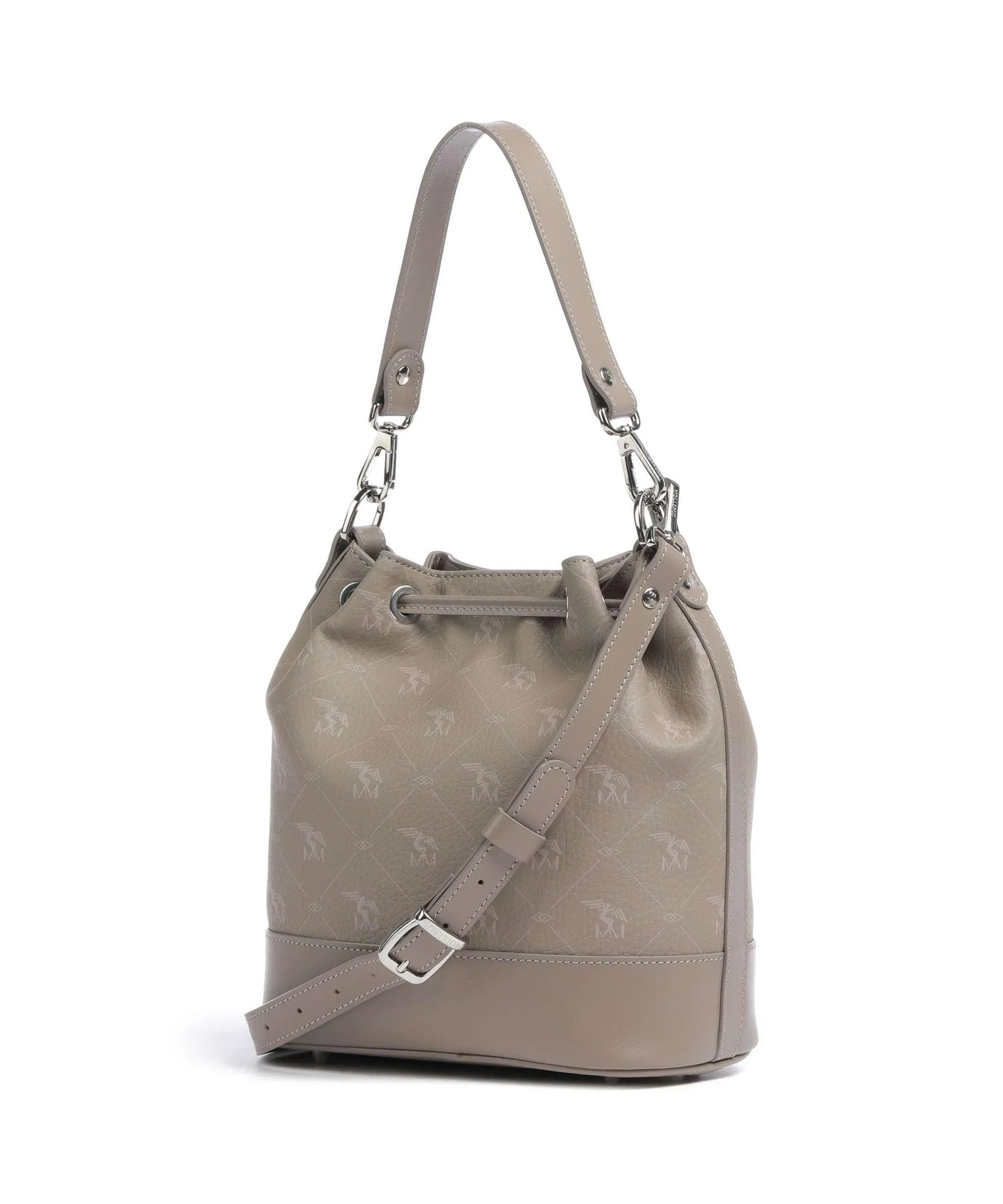  Maison Mollerus Pecarus Sion Borsa a secchiello pelle di vitello grana taupe  