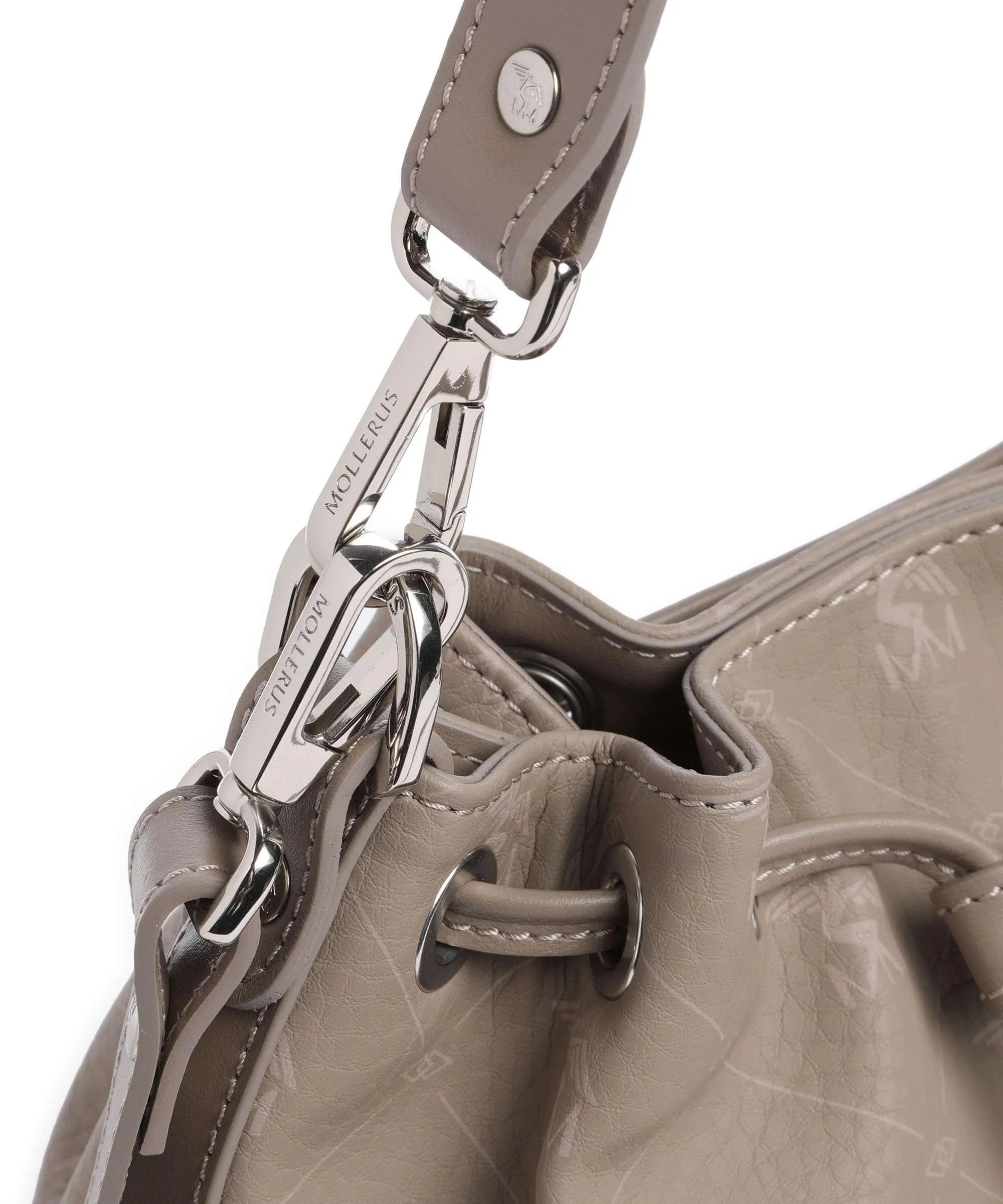 Maison Mollerus Pecarus Sion Borsa a secchiello pelle di vitello grana taupe  