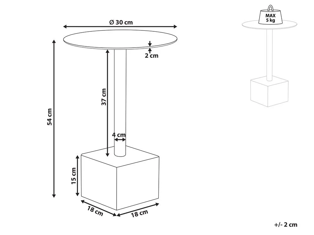 Metal Side Table Gold and Black COLIBRI