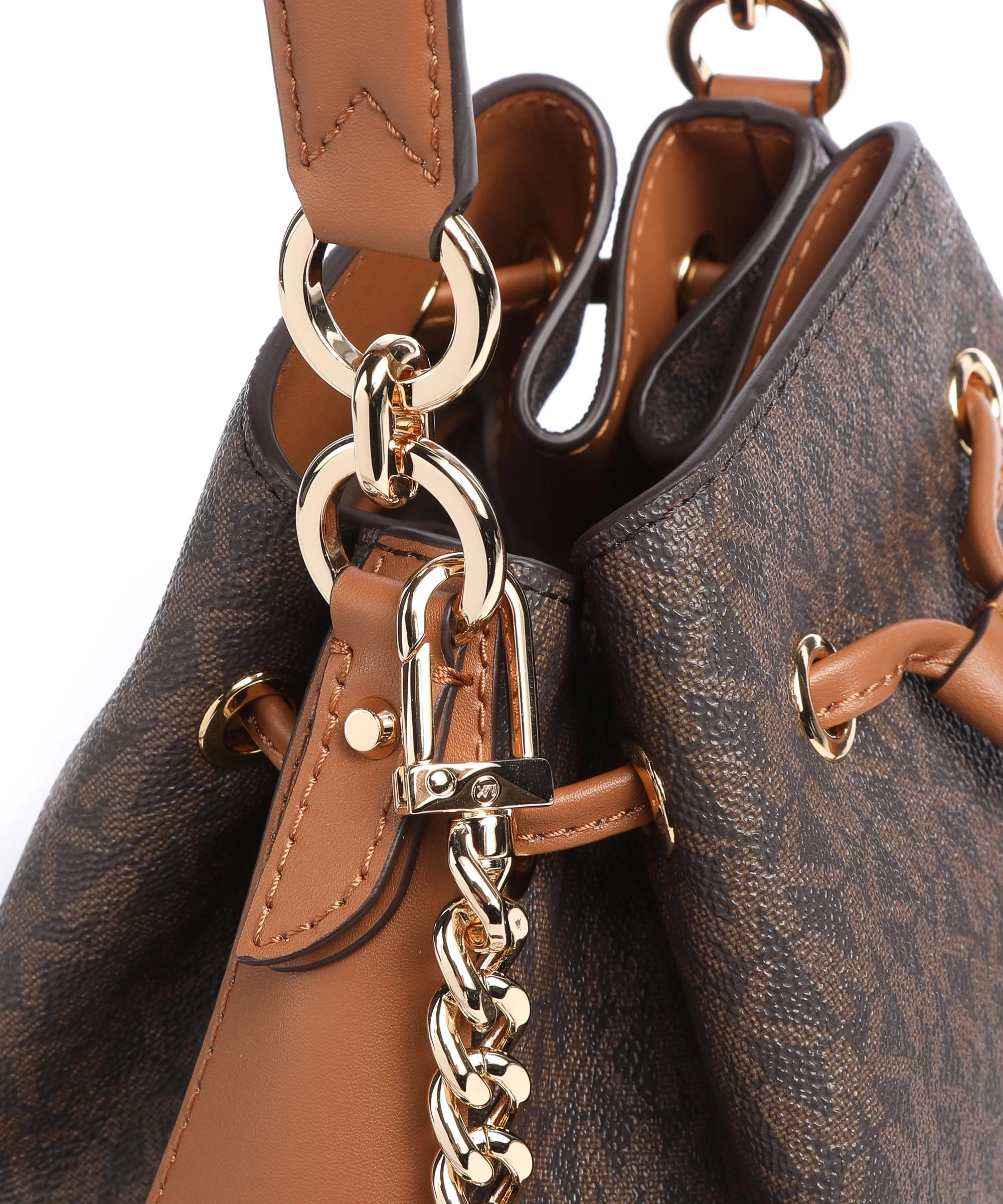  Michael Kors Devon Borsa a secchiello tela marrone scuro  