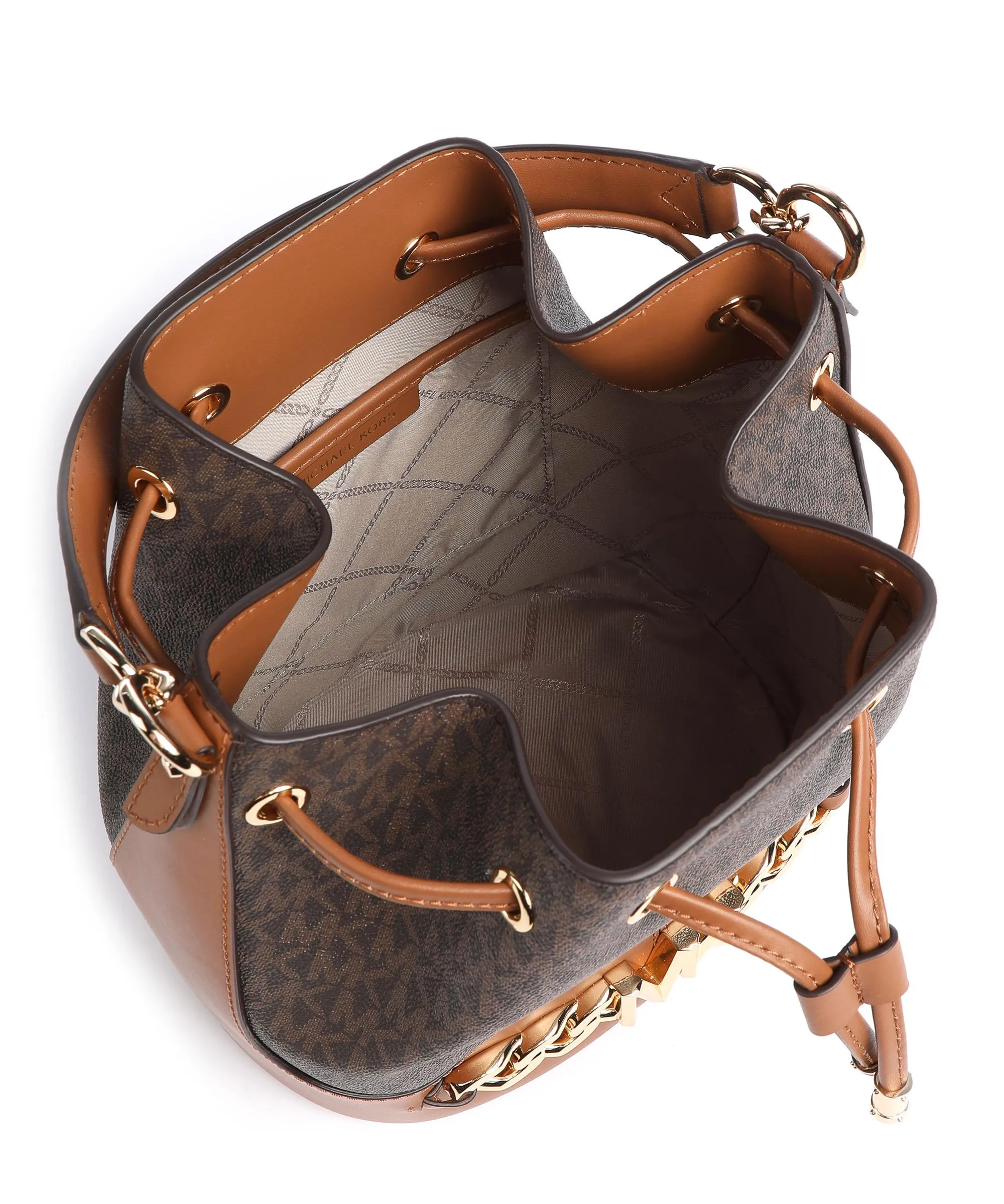  Michael Kors Devon Borsa a secchiello tela marrone scuro  