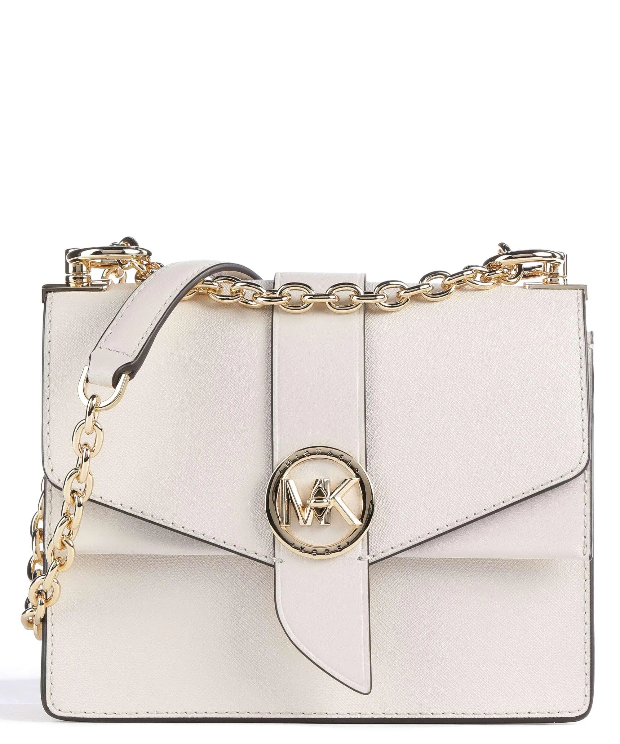  Michael Kors Greenwich Borsa a spalla pelle di vacchetta saffiano avorio  