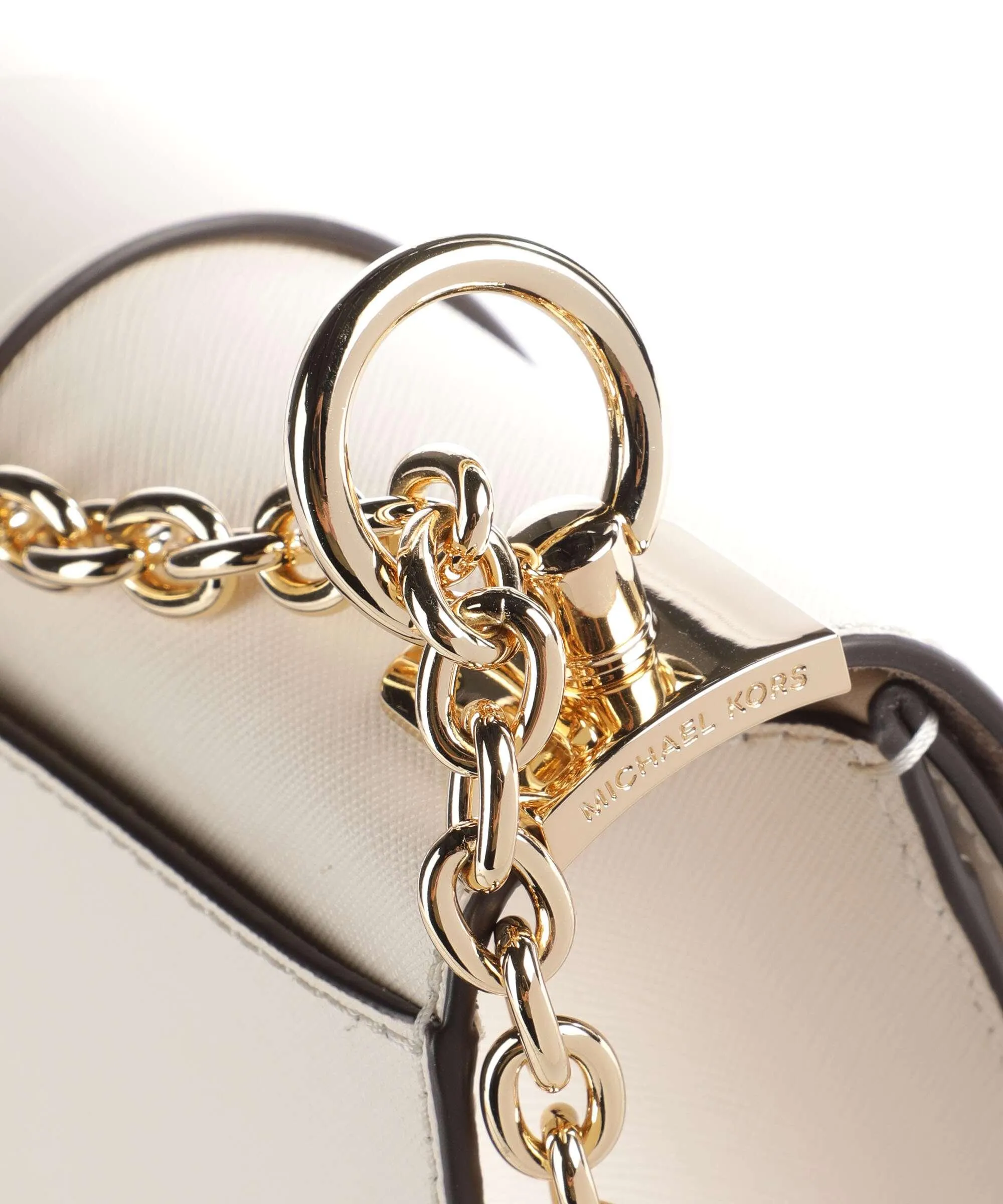  Michael Kors Greenwich Borsa a spalla pelle di vacchetta saffiano avorio  