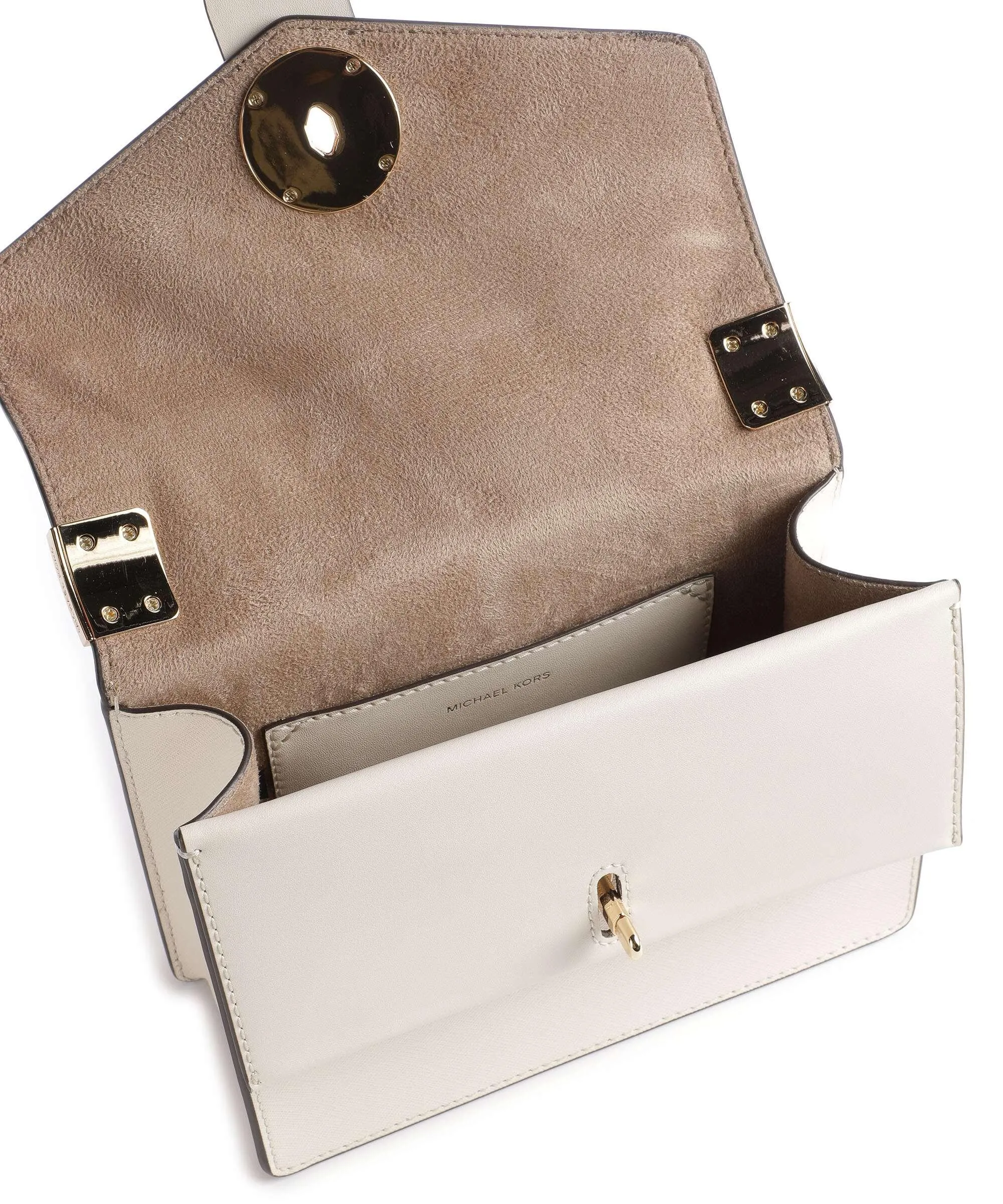  Michael Kors Greenwich Borsa a spalla pelle di vacchetta saffiano avorio  