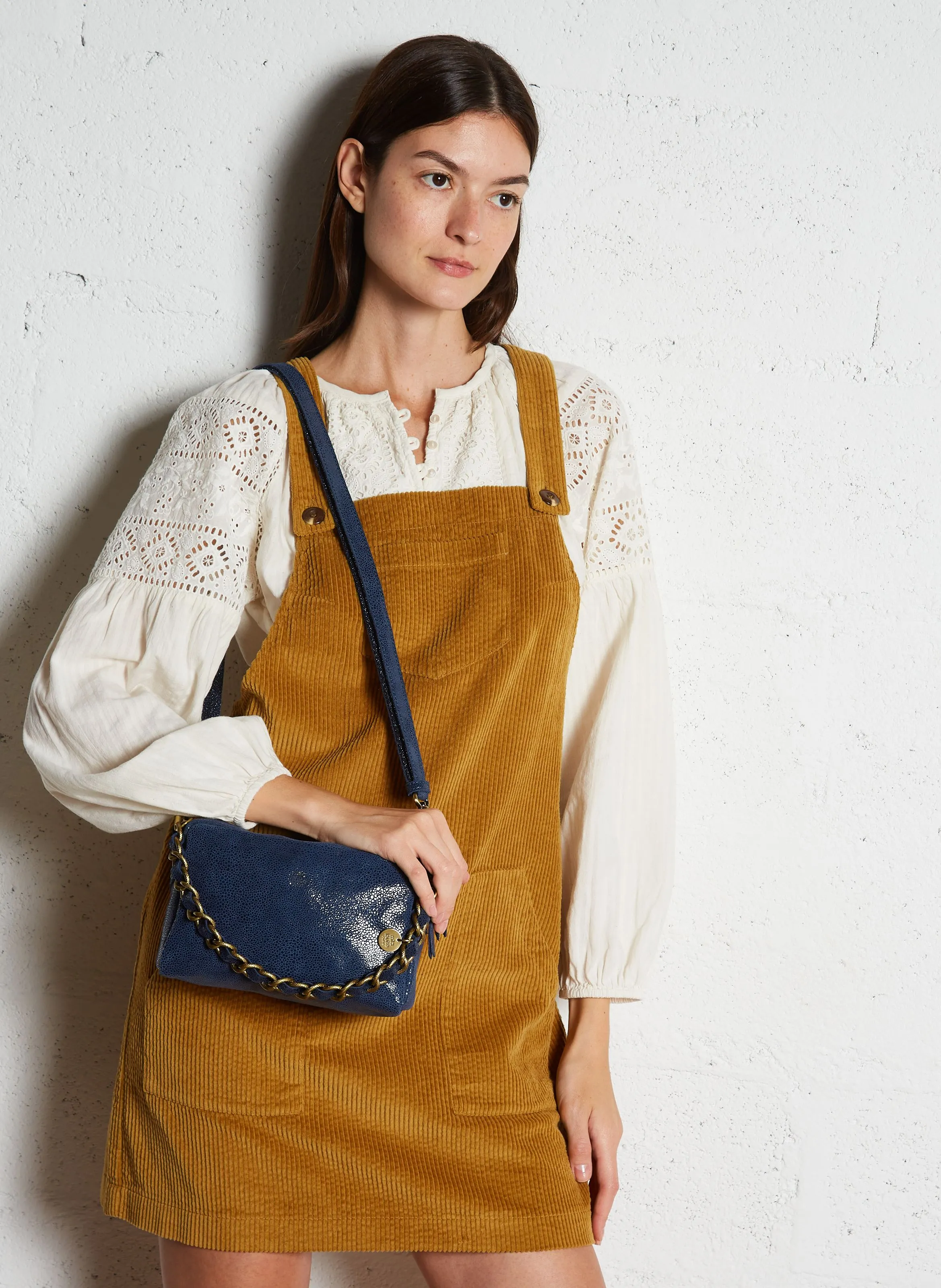  MILA LOUISE   MAMA - Borsa a tracolla in pelle coccodrillo | Blu