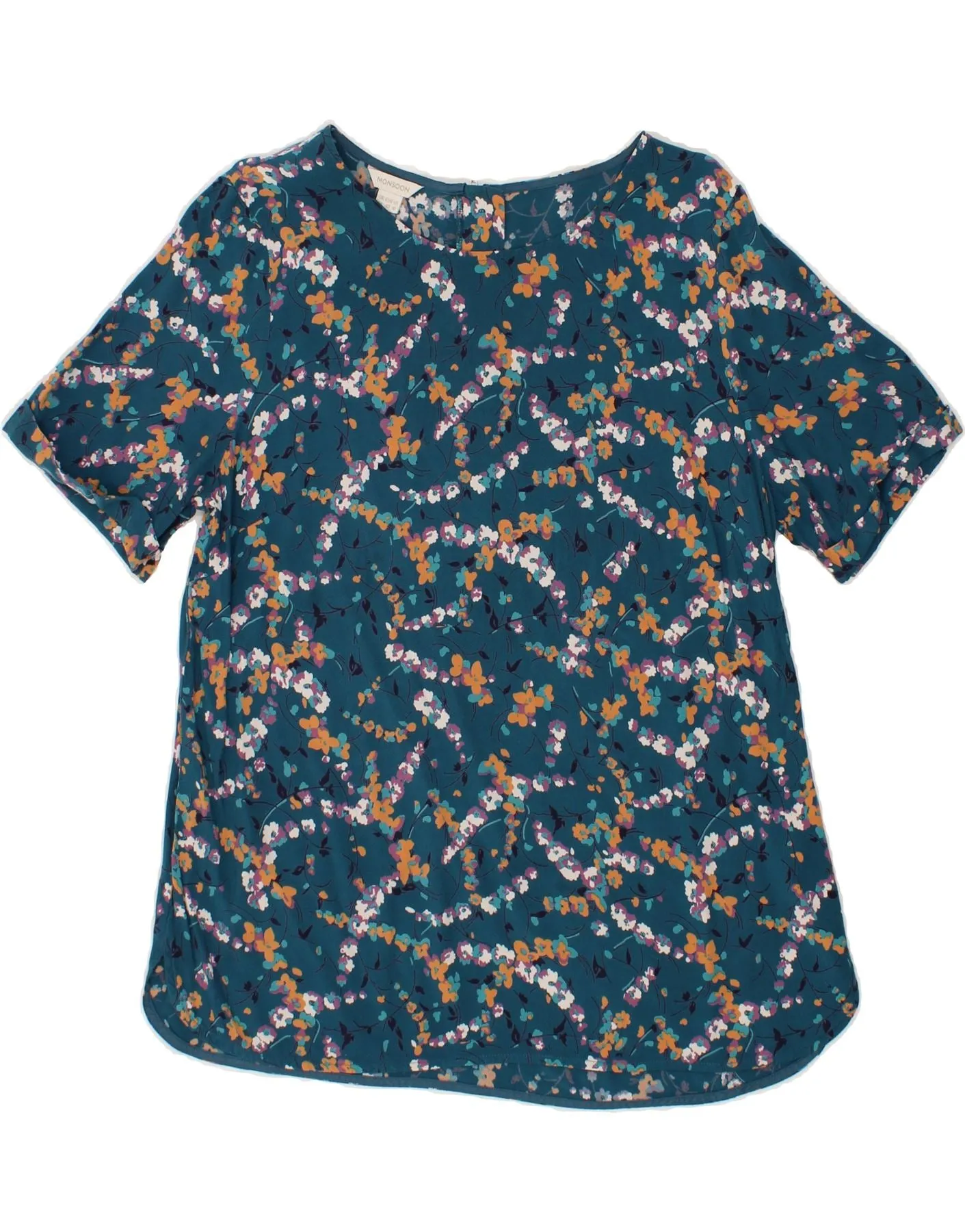 MONSOON Womens Blouse Top UK 14 Medium  Blue Floral Viscose