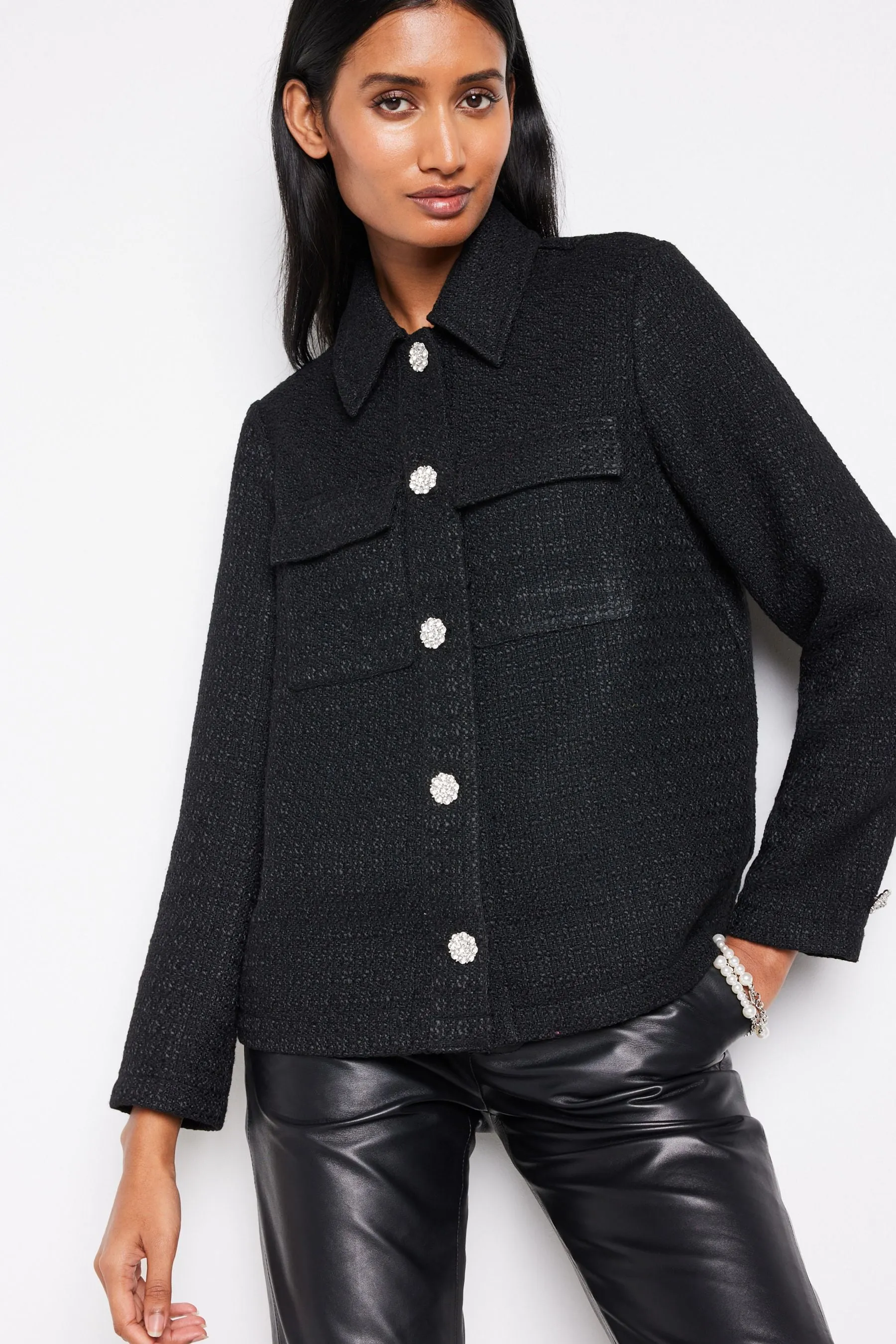 Nero  - Giacca stile camicia in bouclé