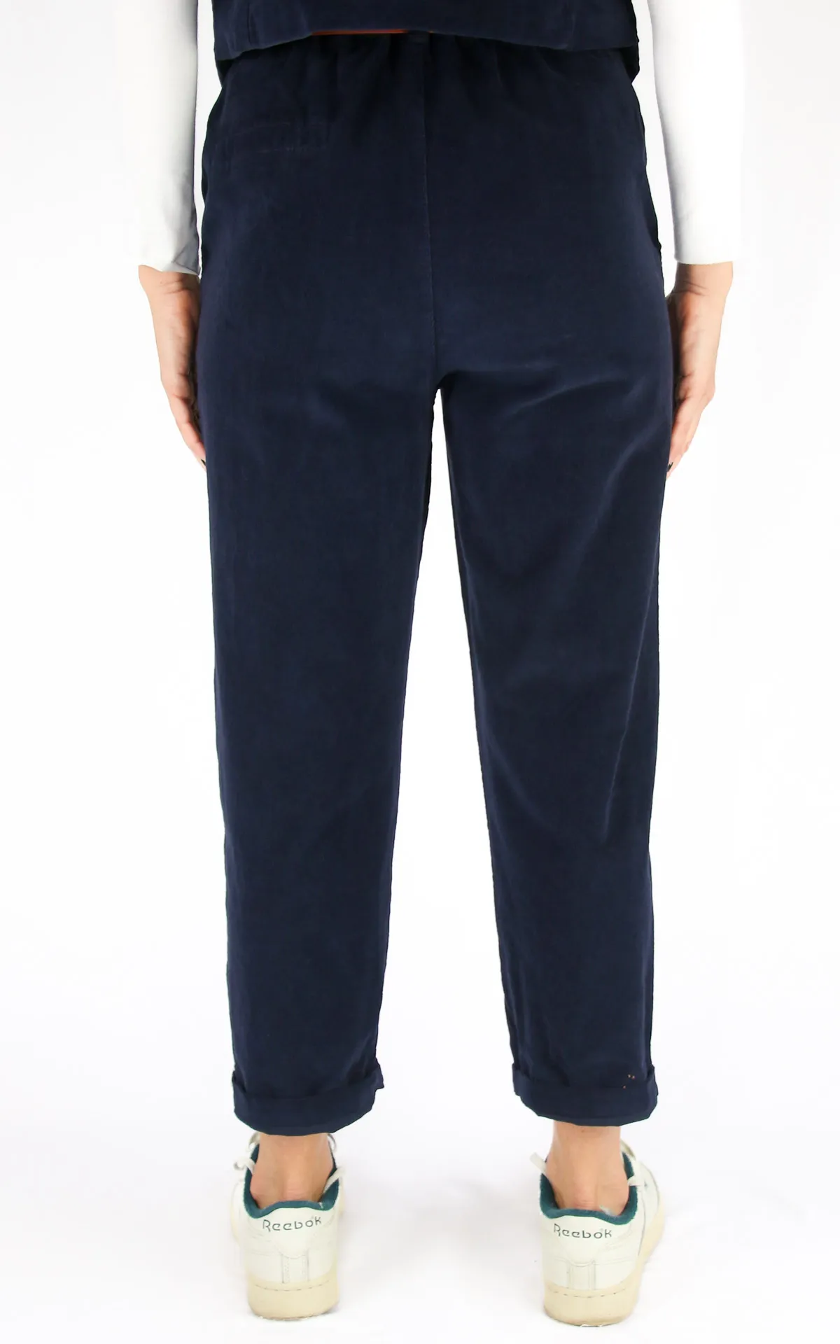 Off-On – boyfriend velluto millerighe – blu