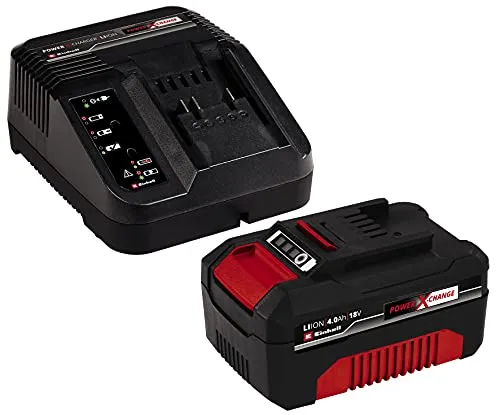 Originale Einhell Starter Kit 4,0 Ah con batteria e caricabatterie Power X-Change (Li-Ion, 18 V, tempo di ricarica 75 minuti, ad