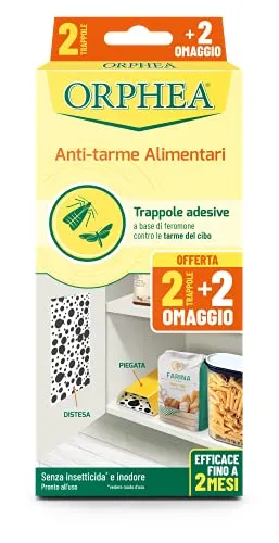 Orphea Antitarme Alimentare, Trappole Adesive Contro Le Tarme Del Cibo, Farfalline, Senza Insetticida E Inodore, Confezione da 4