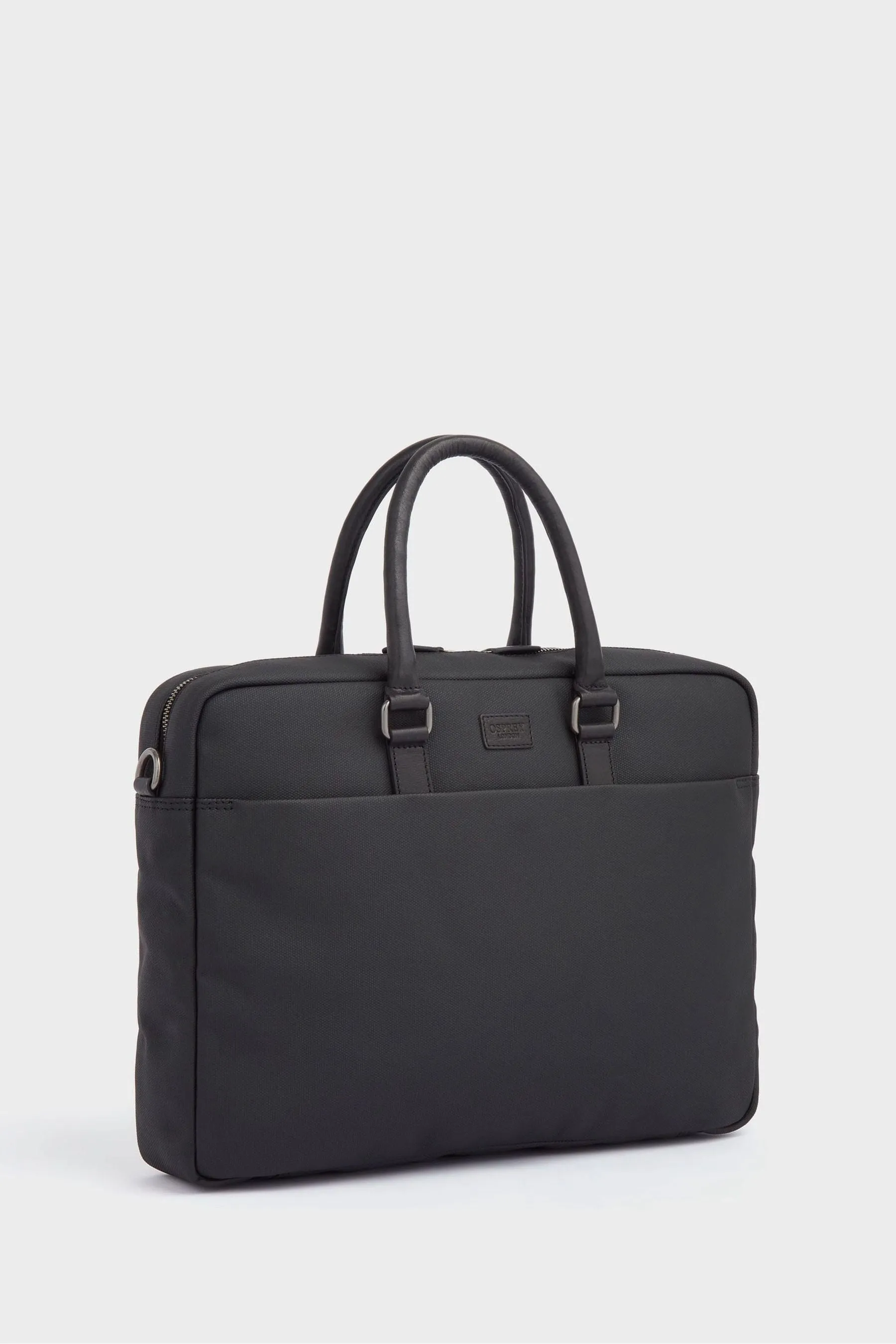 OSPREY LONDON Tela cerata e borsa per laptop Grantham in pelle di vitello smaltata